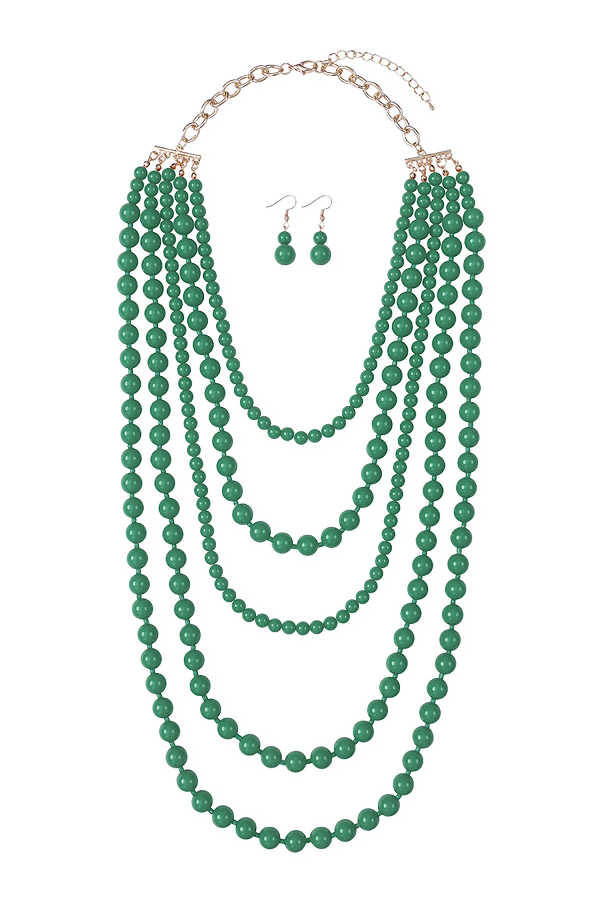 Multilayered Beads Necklace & Earrings Set