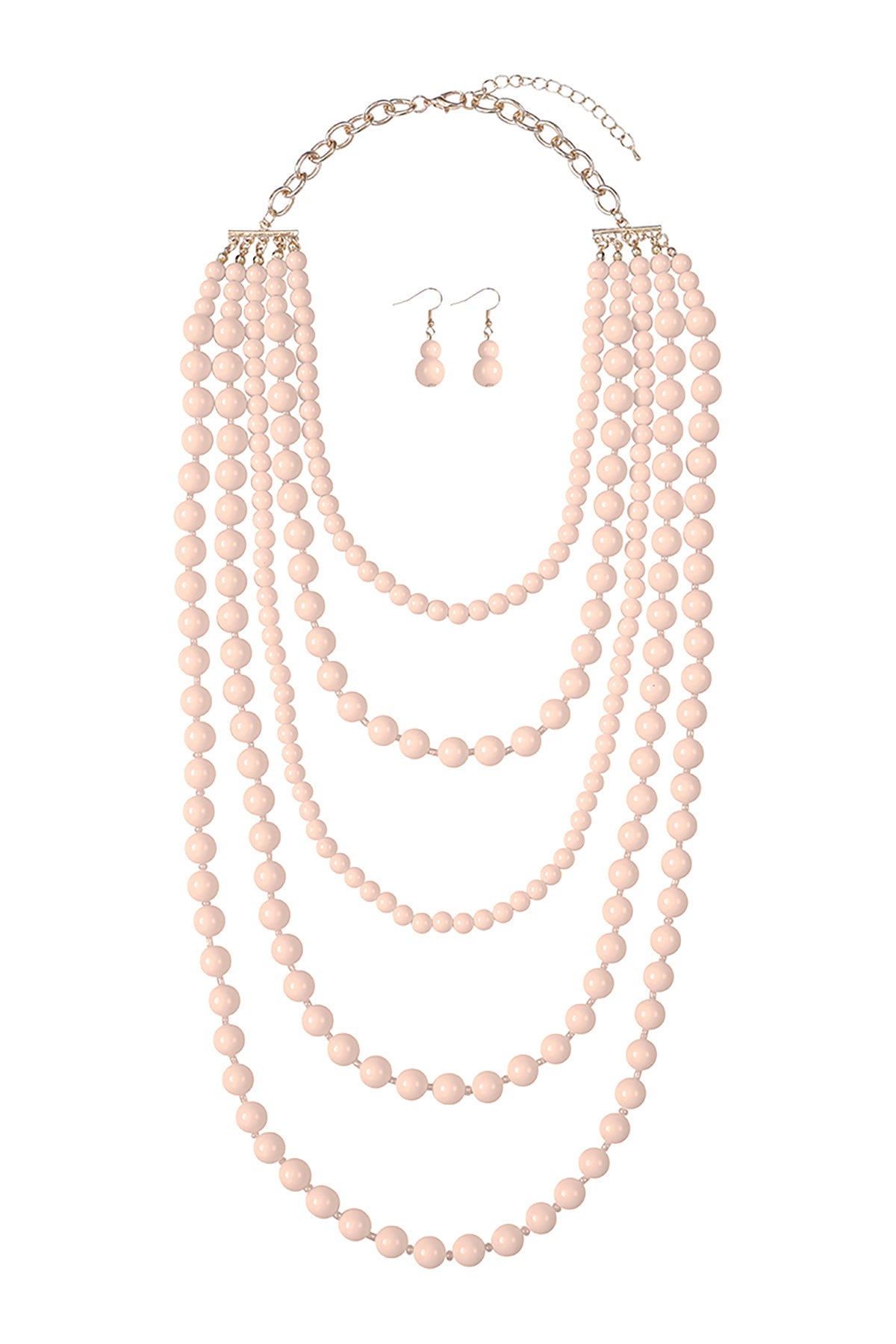 Multilayered Beads Necklace & Earrings Set
