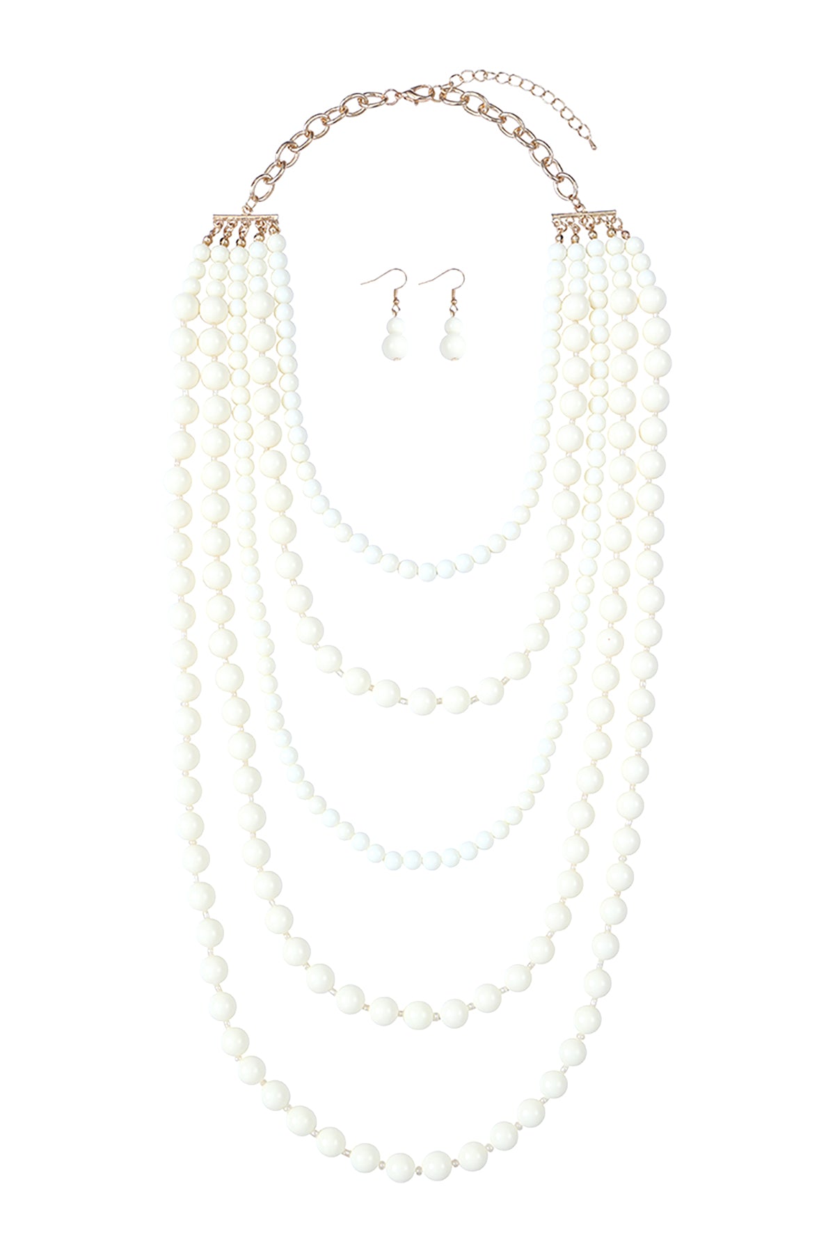Multilayered Beads Necklace & Earrings Set