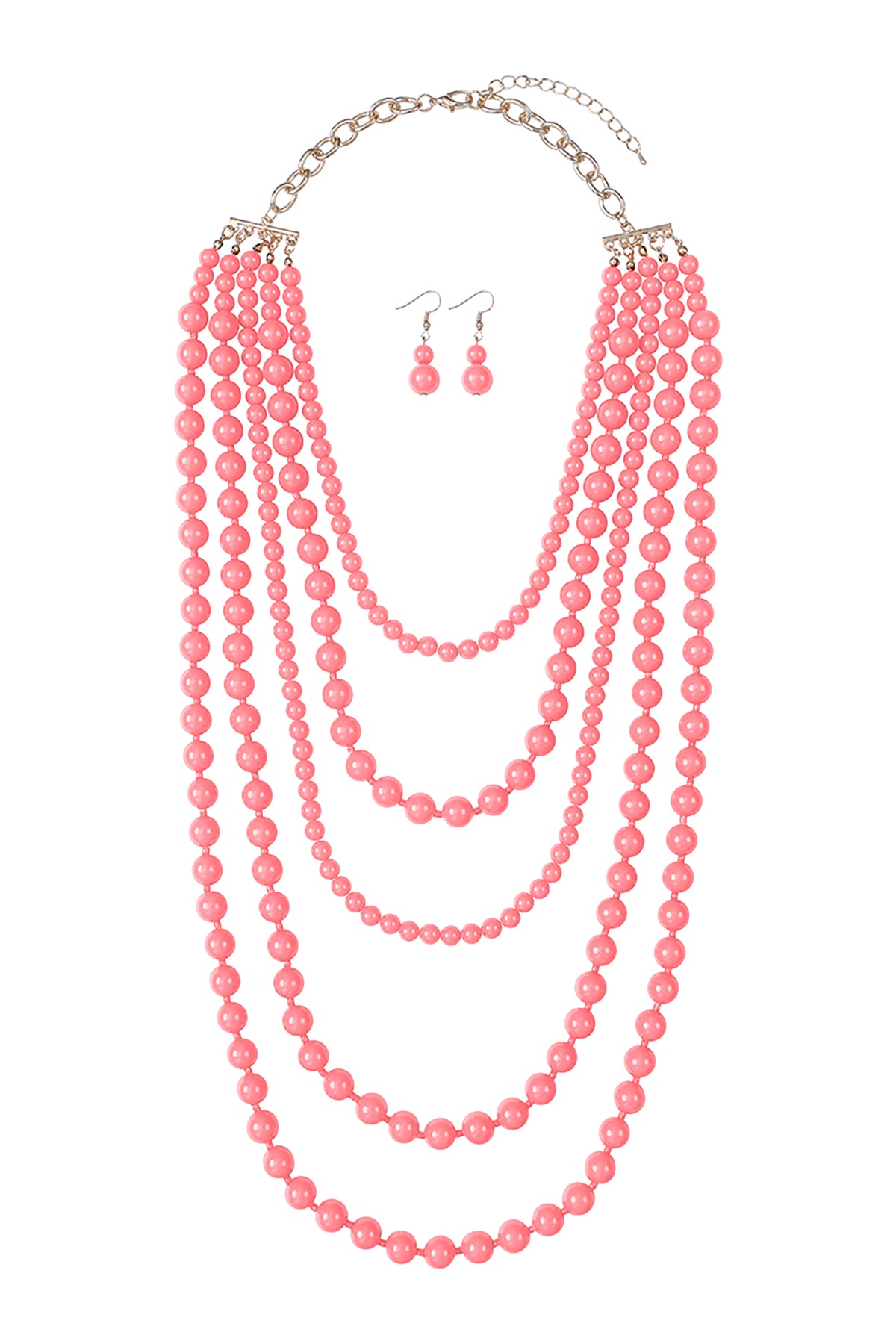 Multilayered Beads Necklace & Earrings Set
