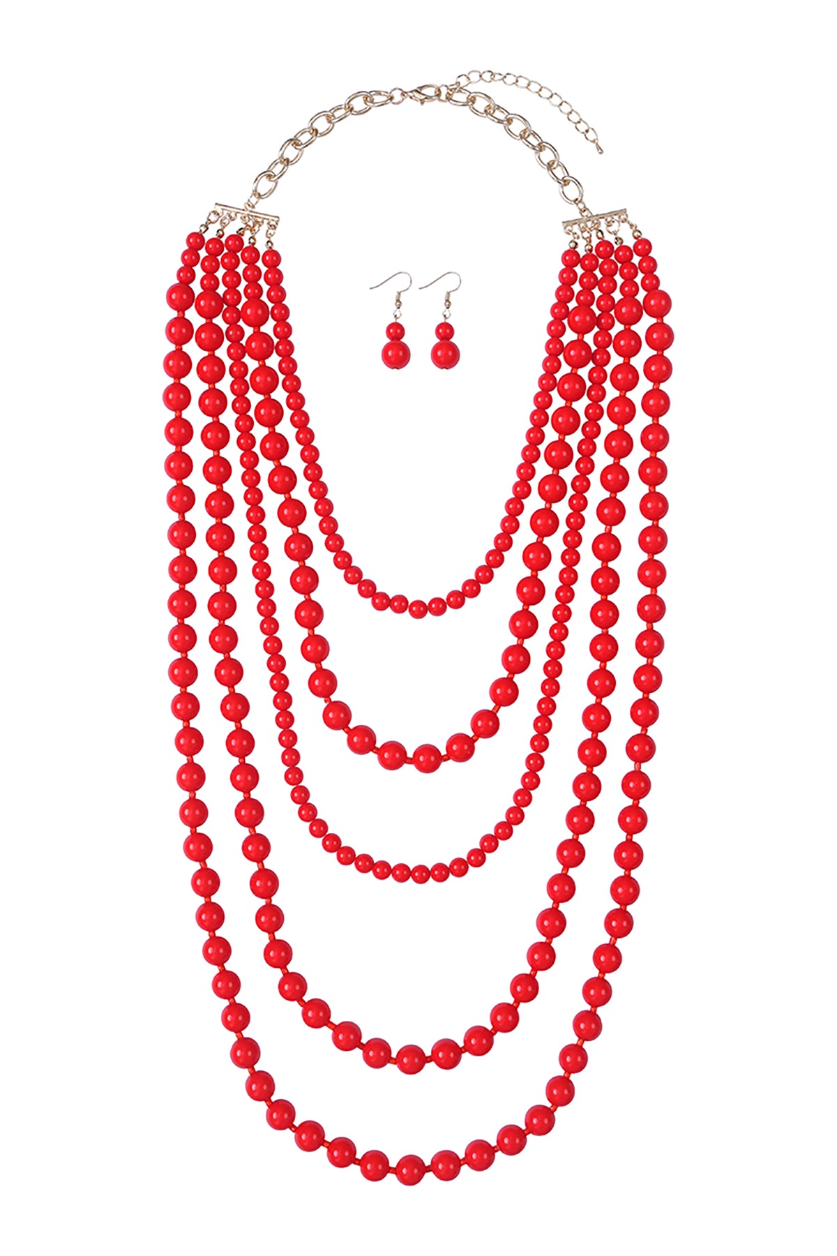Multilayered Beads Necklace & Earrings Set