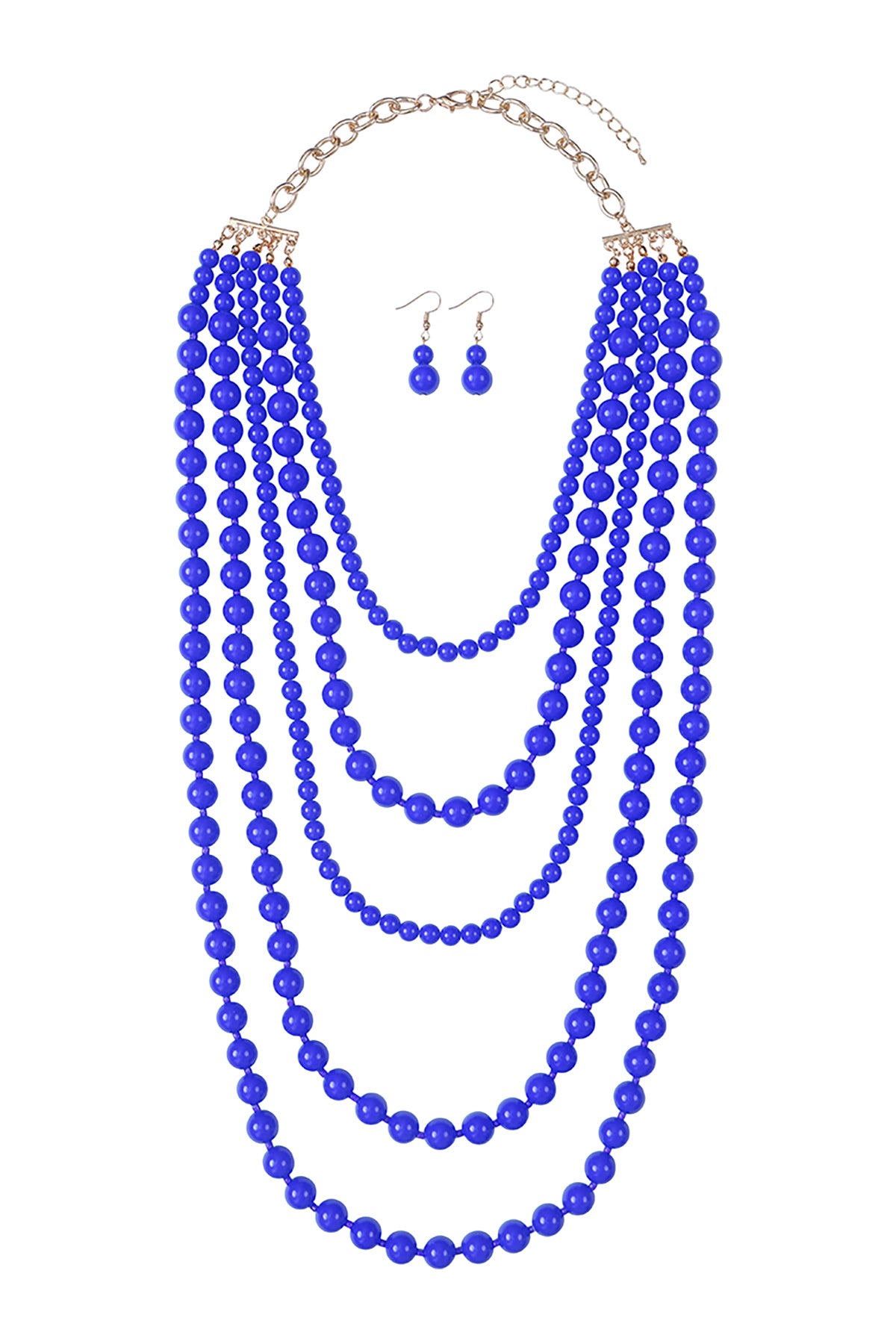 Multilayered Beads Necklace & Earrings Set