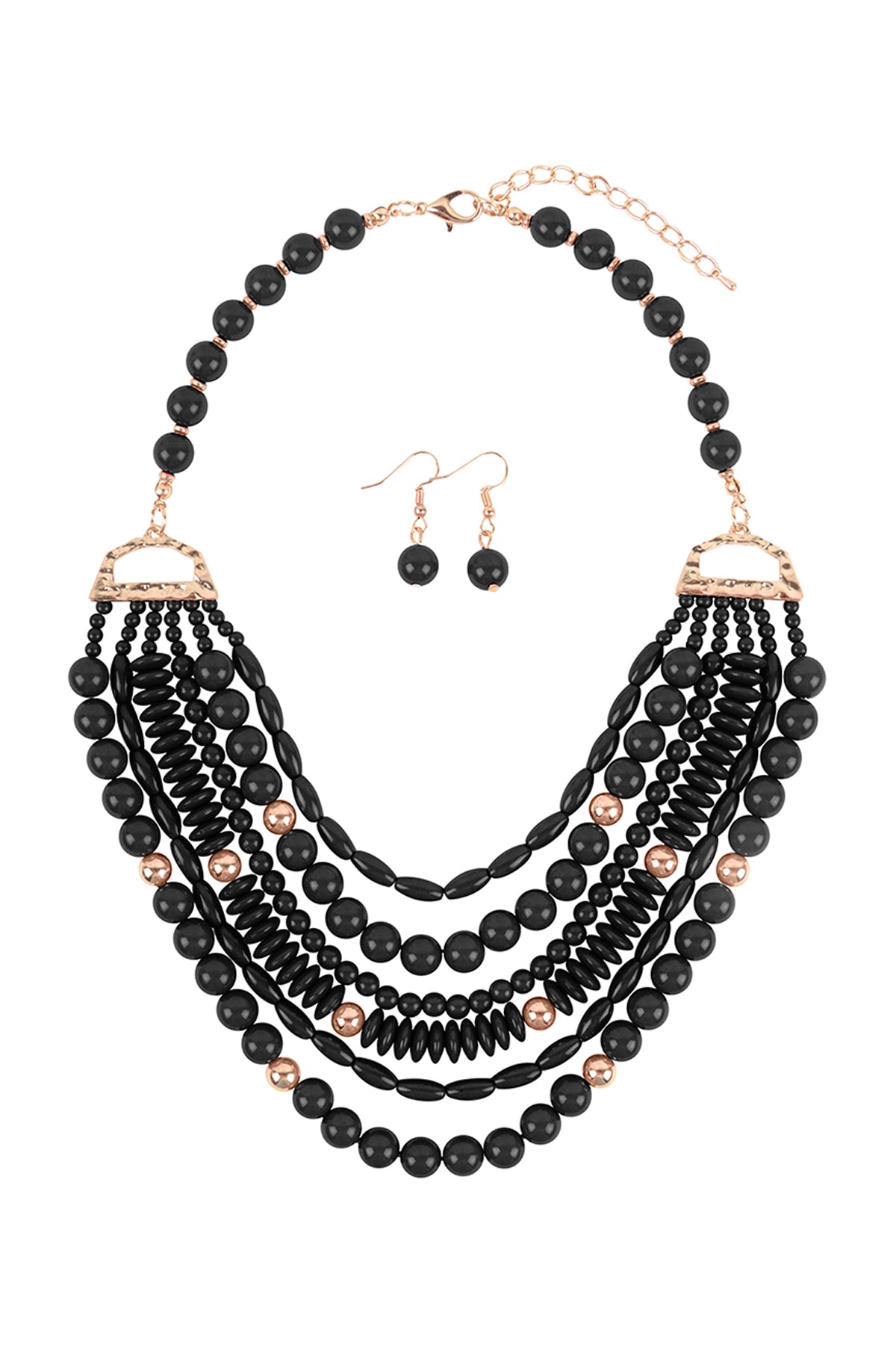 Layered Bib Bohemian Statement Necklace and Earrings Set