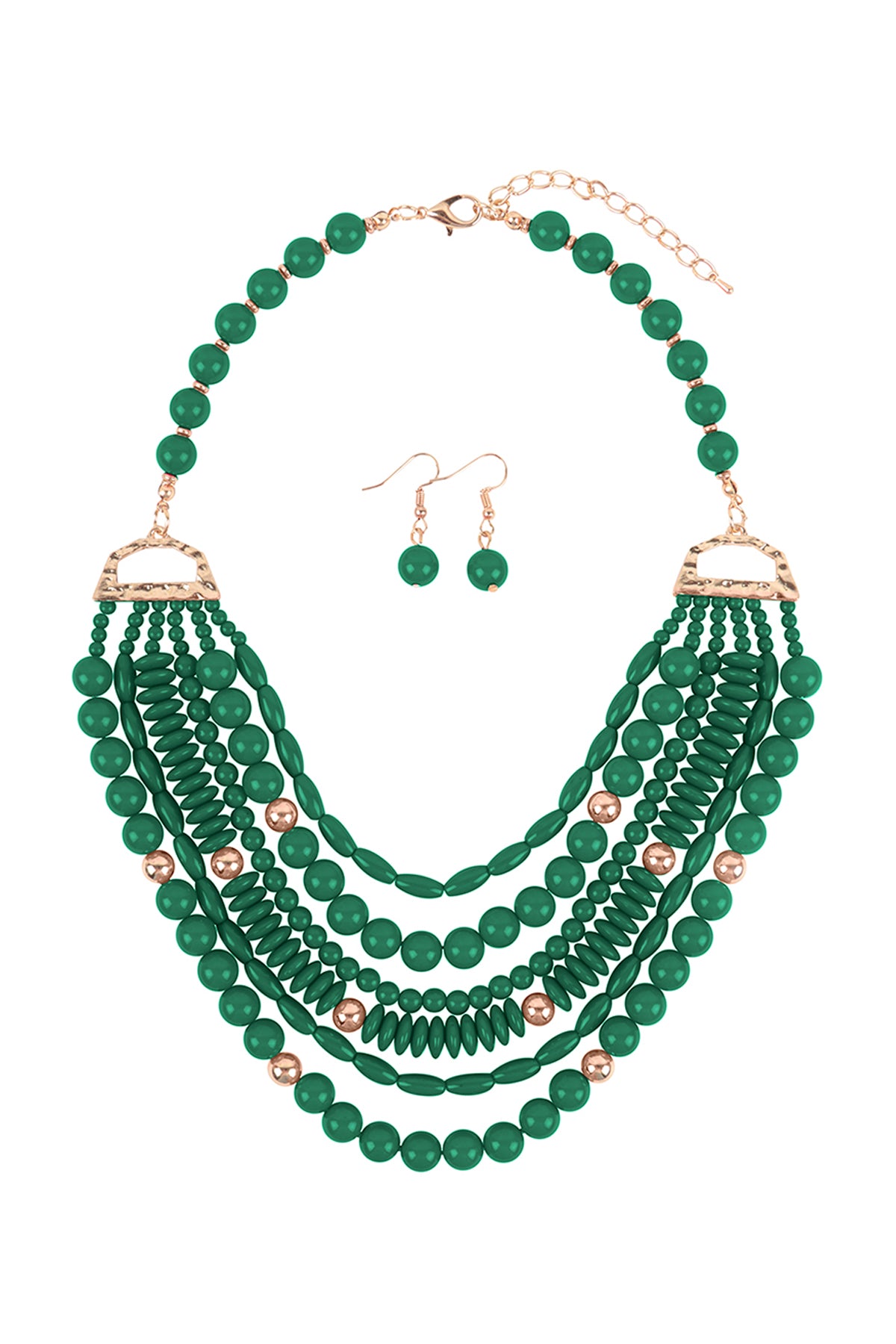 Layered Bib Bohemian Statement Necklace and Earrings Set