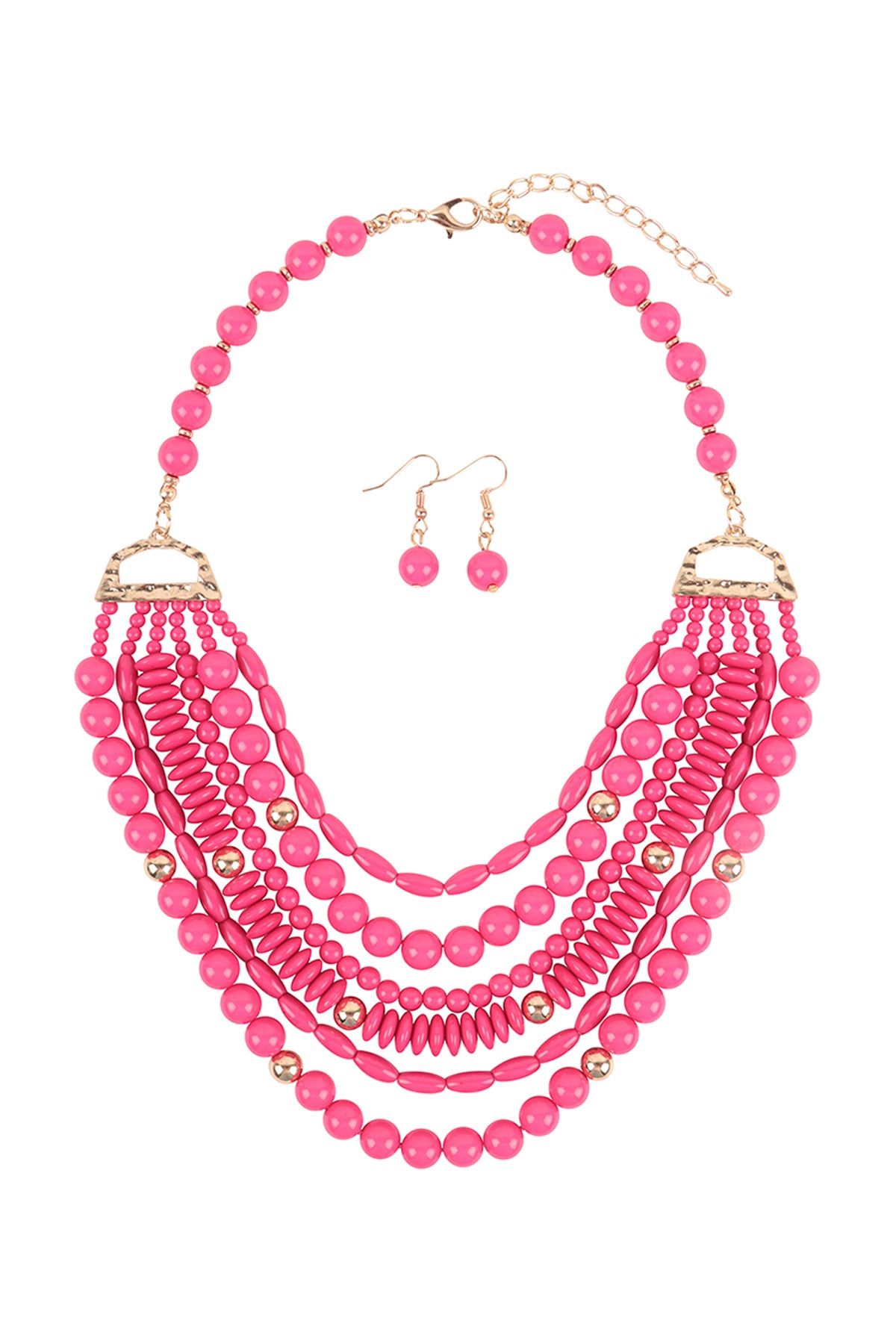 Layered Bib Bohemian Statement Necklace and Earrings Set