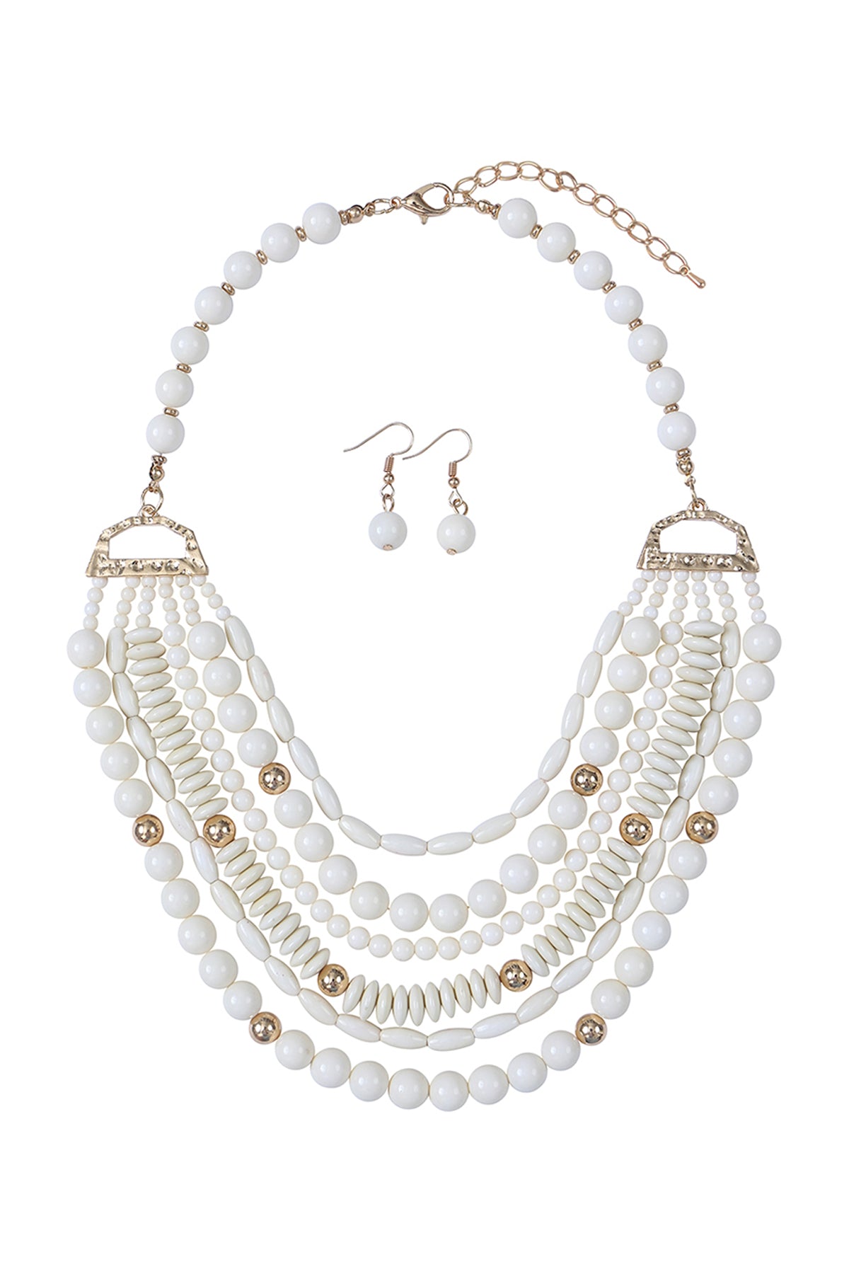 Layered Bib Bohemian Statement Necklace and Earrings Set