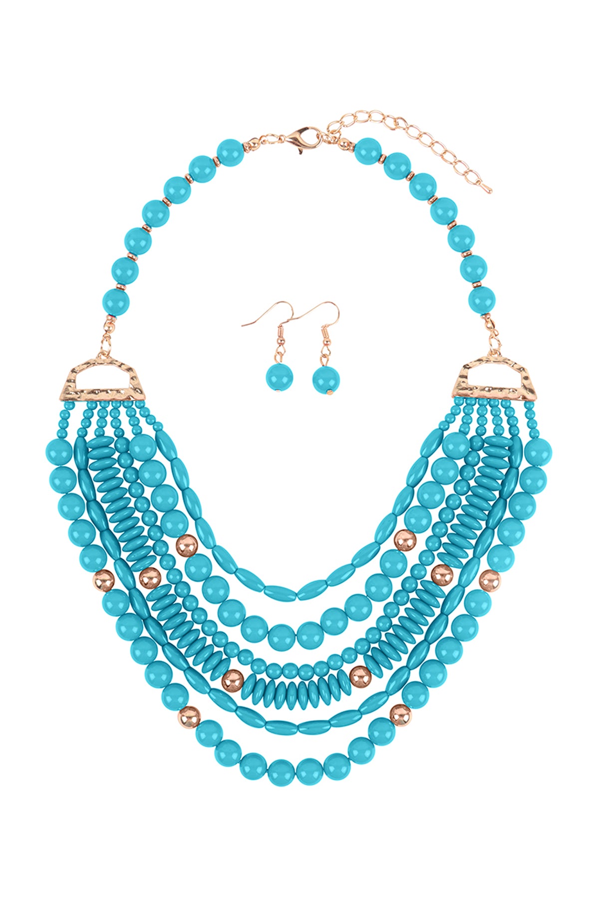 Layered Bib Bohemian Statement Necklace and Earrings Set