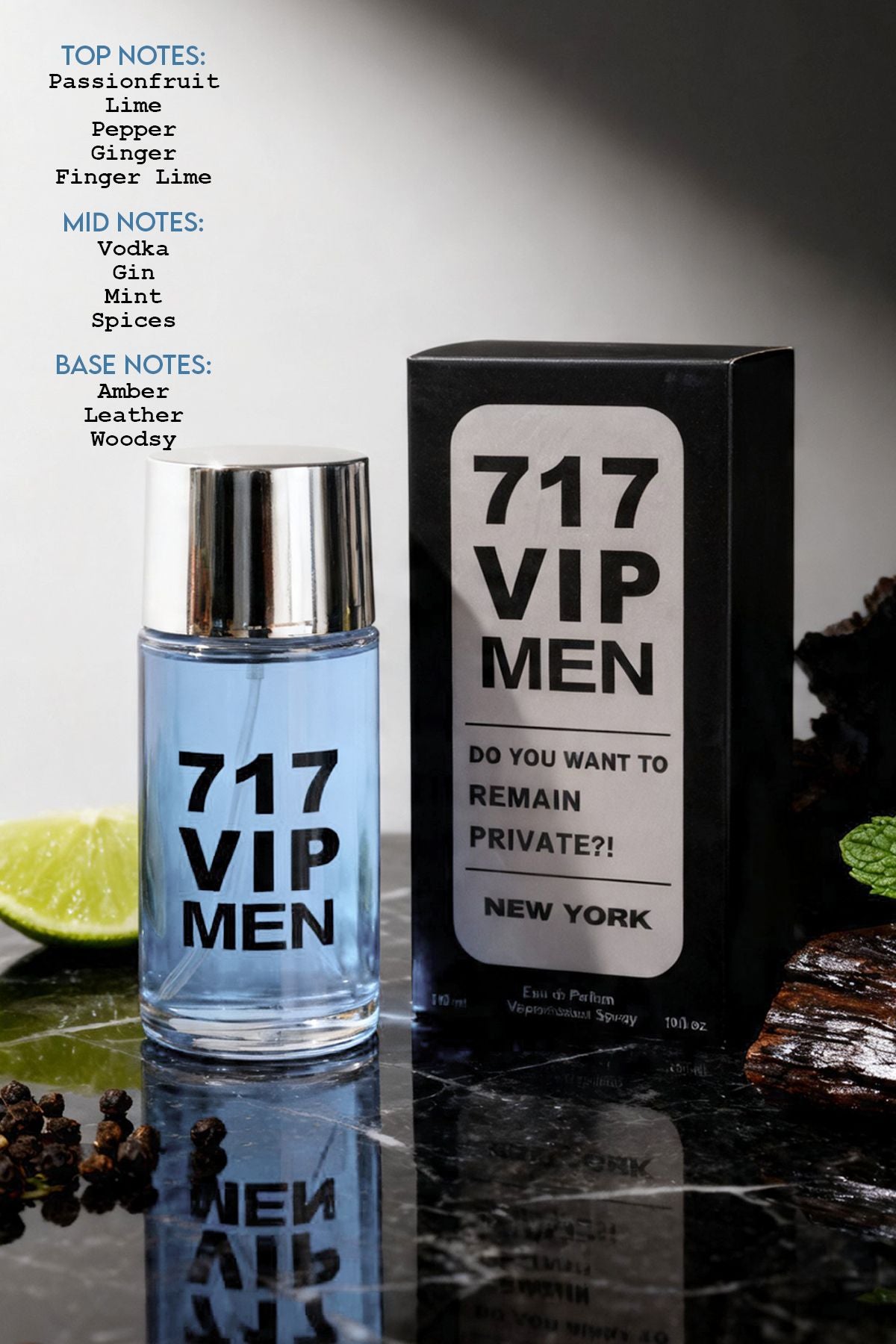 717 VIP Men Private New York Spray Perfume Eau De Parfum For Men 100ML/3.4FL.OZ.