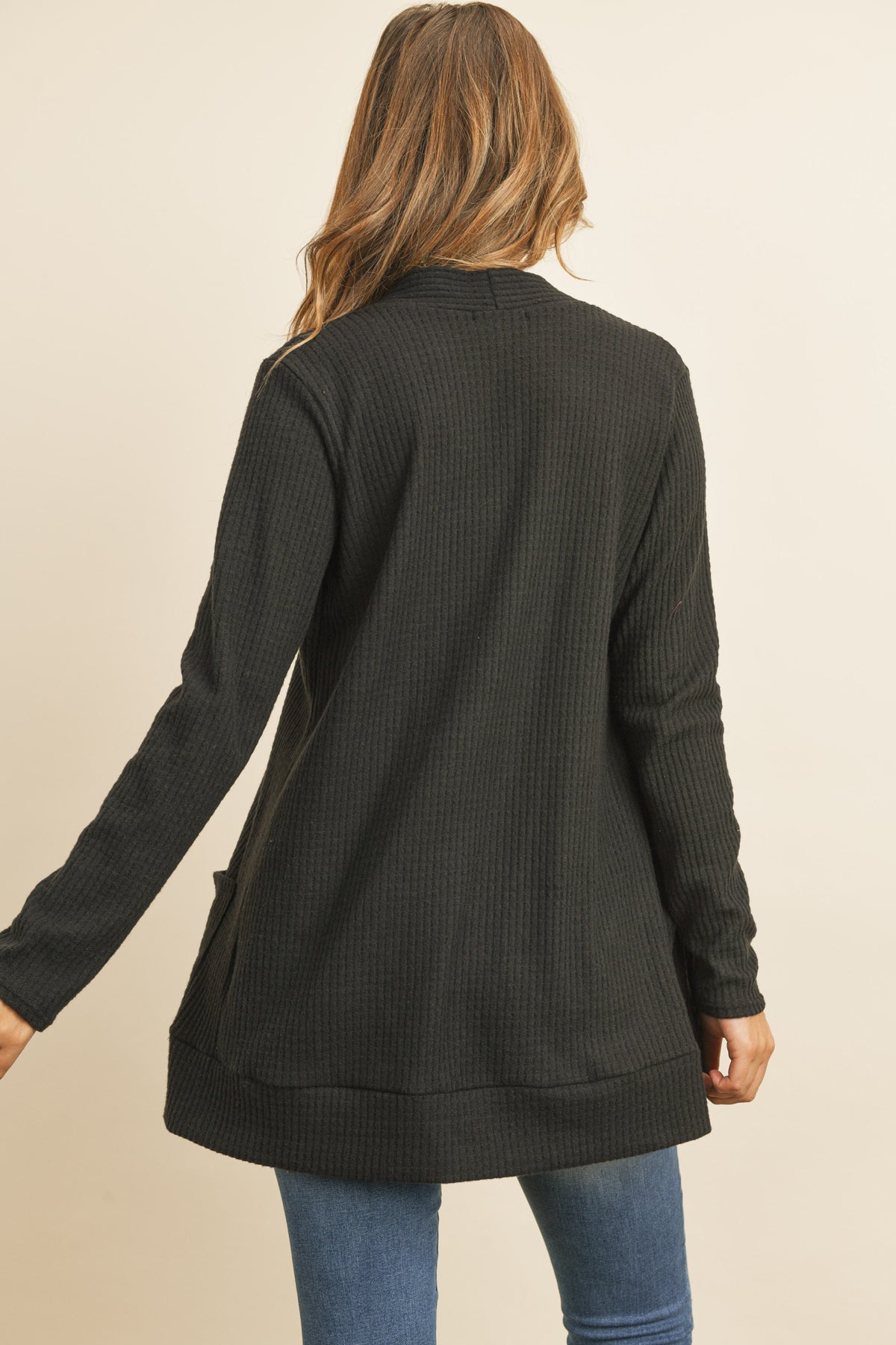 Long Sleeve Brushed Waffle Cardigan