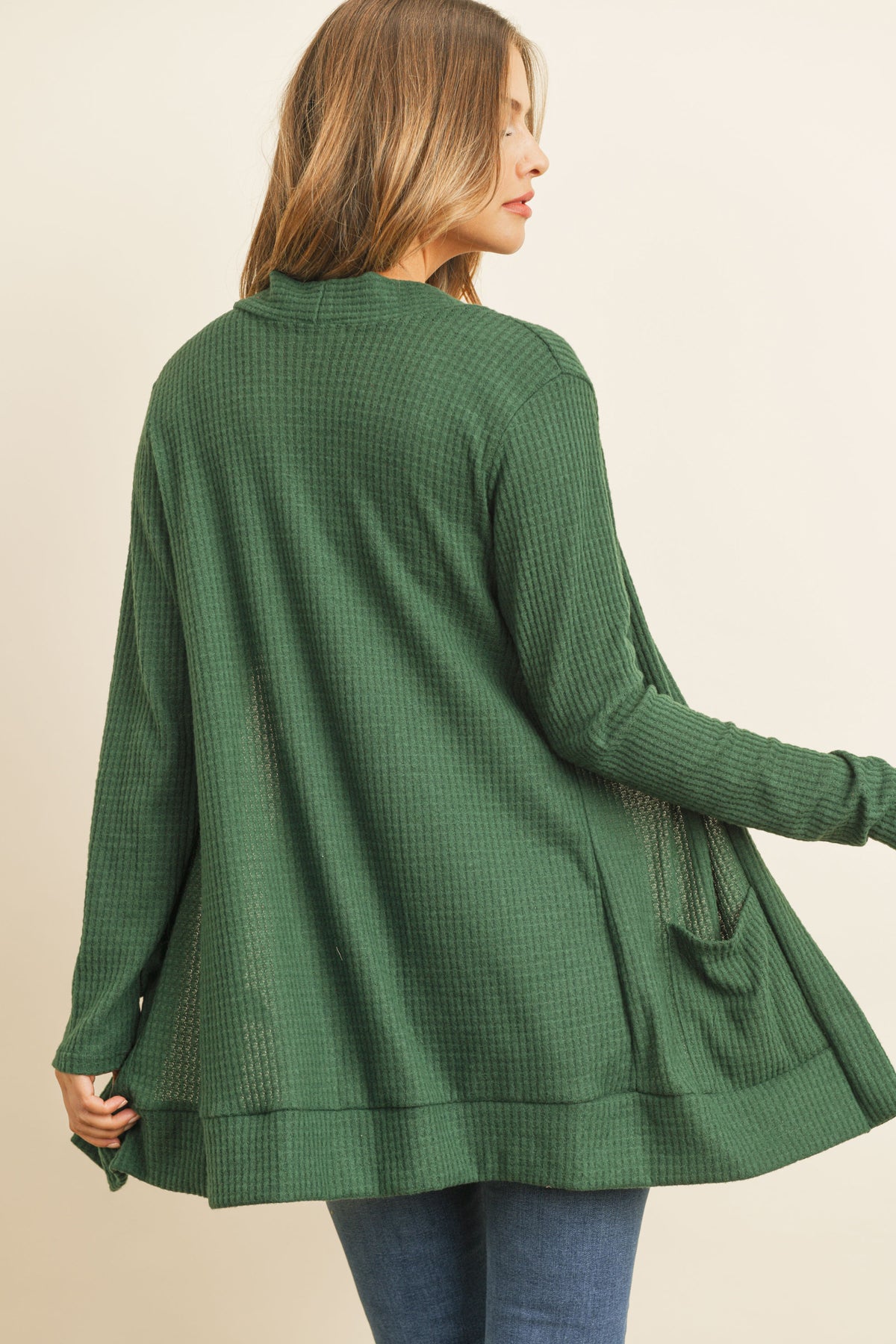 Long Sleeve Brushed Waffle Cardigan