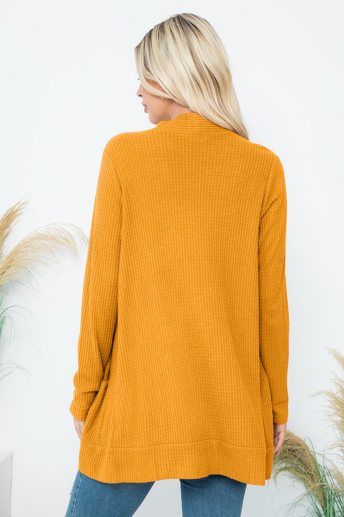 Long Sleeve Brushed Waffle Cardigan