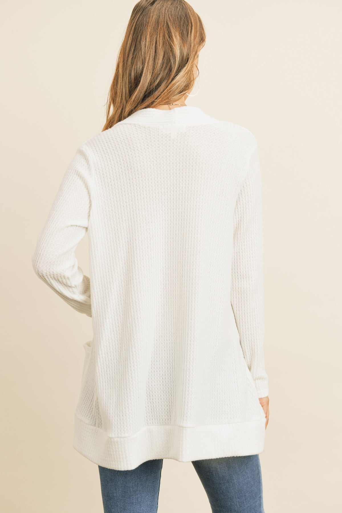 Long Sleeve Brushed Waffle Cardigan