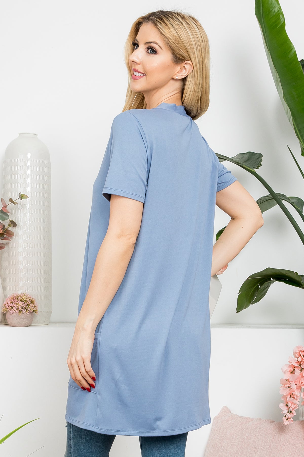 Short Sleeve Open Front Solid Cardigan