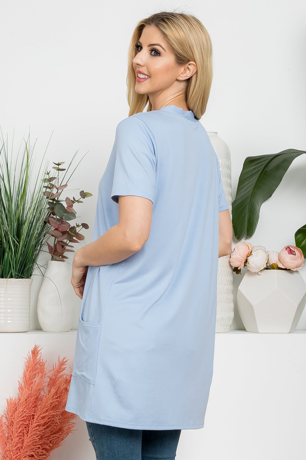 Short Sleeve Open Front Solid Cardigan