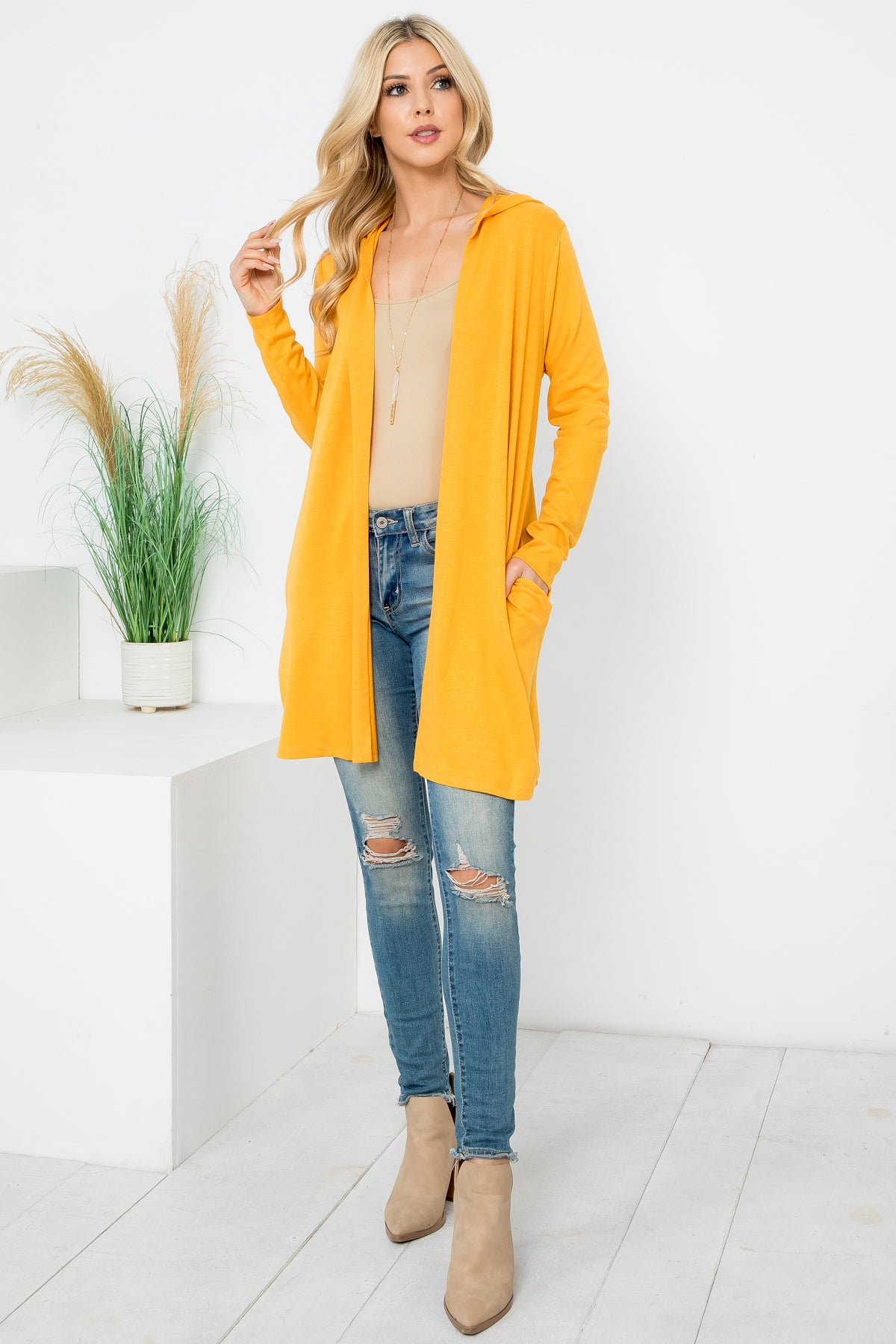 Long Sleeve French Terry Hoodie Cardigan