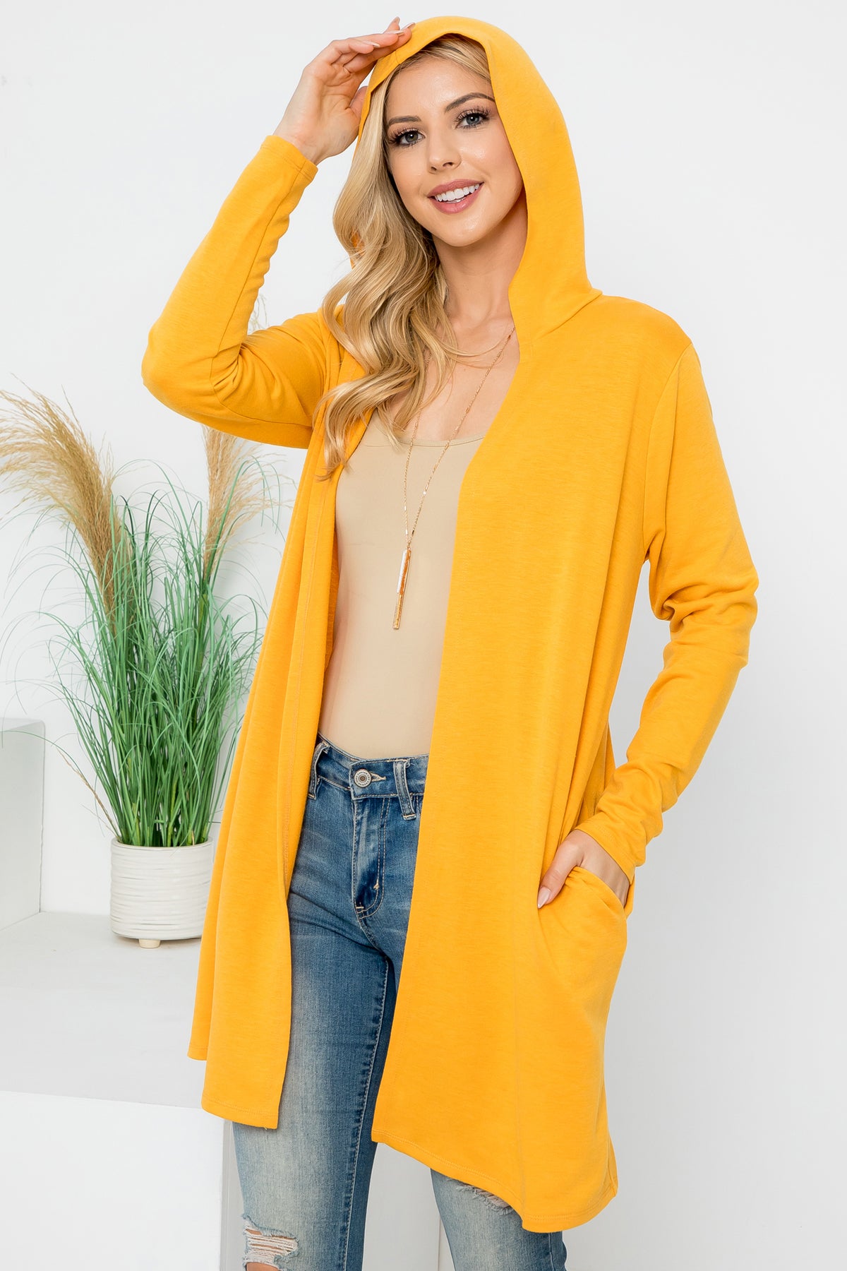 Long Sleeve French Terry Hoodie Cardigan