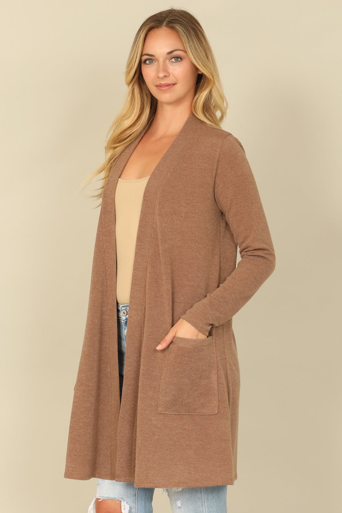 Hacci Solid Long Sleeve Cardigan