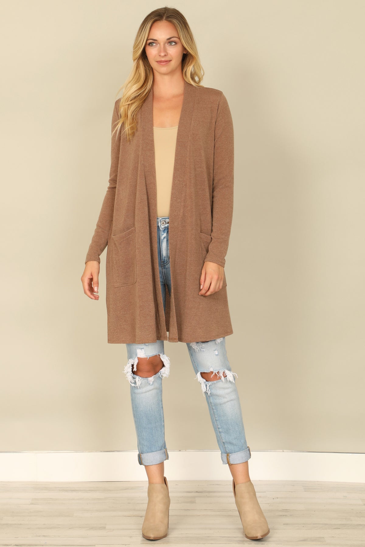 Hacci Solid Long Sleeve Cardigan