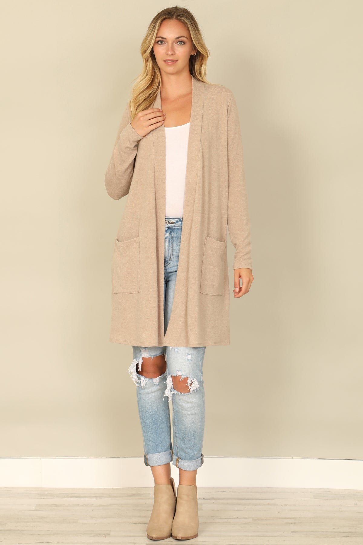Hacci Solid Long Sleeve Cardigan