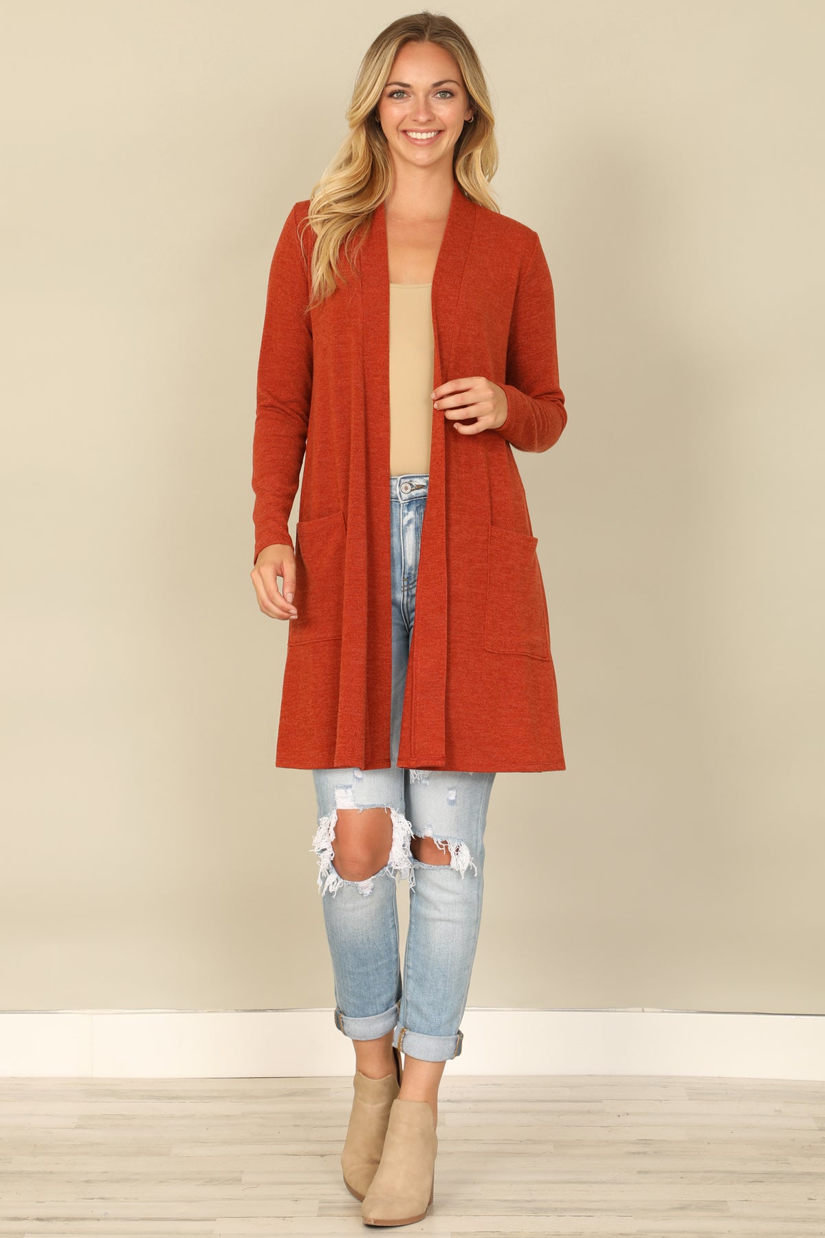 Hacci Solid Long Sleeve Cardigan
