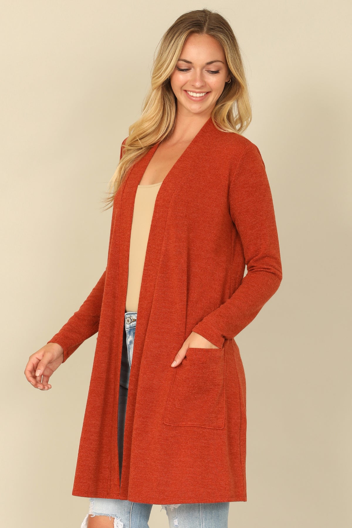 Hacci Solid Long Sleeve Cardigan