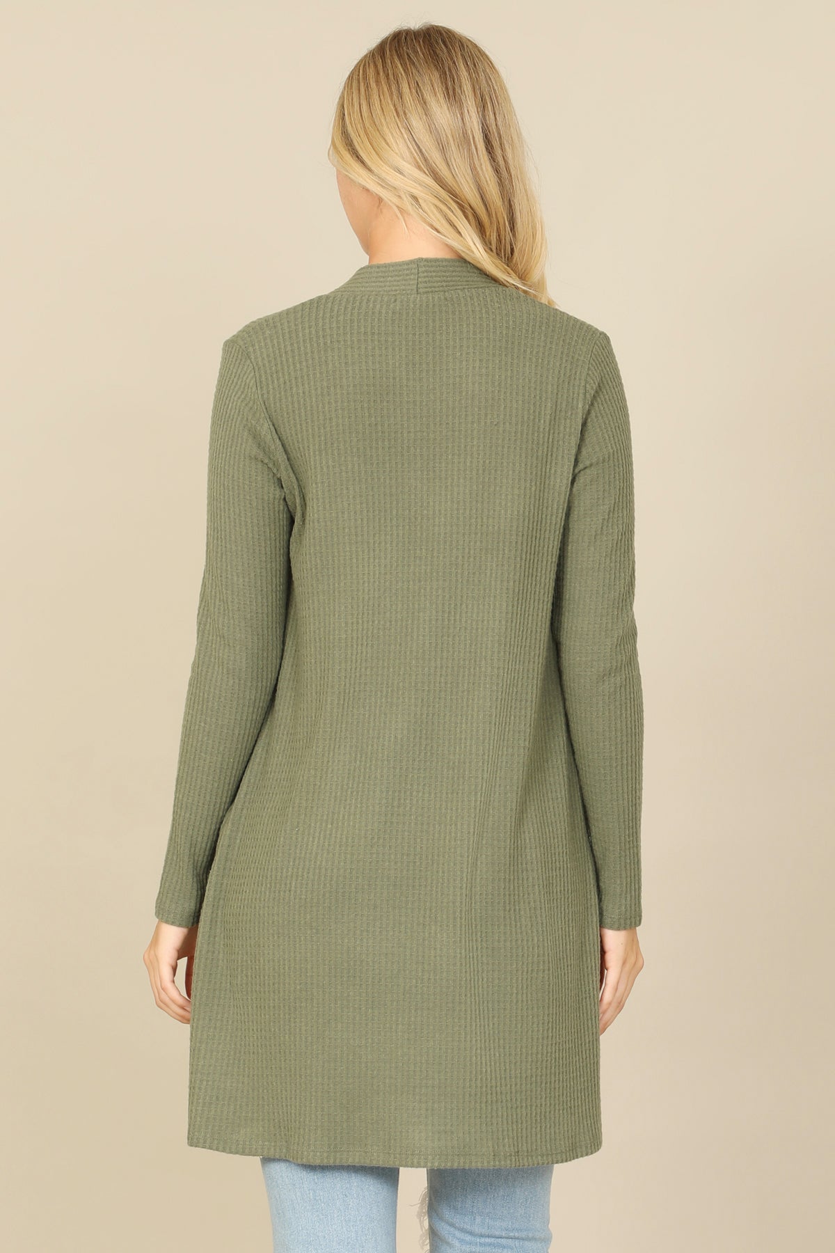 Brushed Waffle Long Sleeve Cardigan