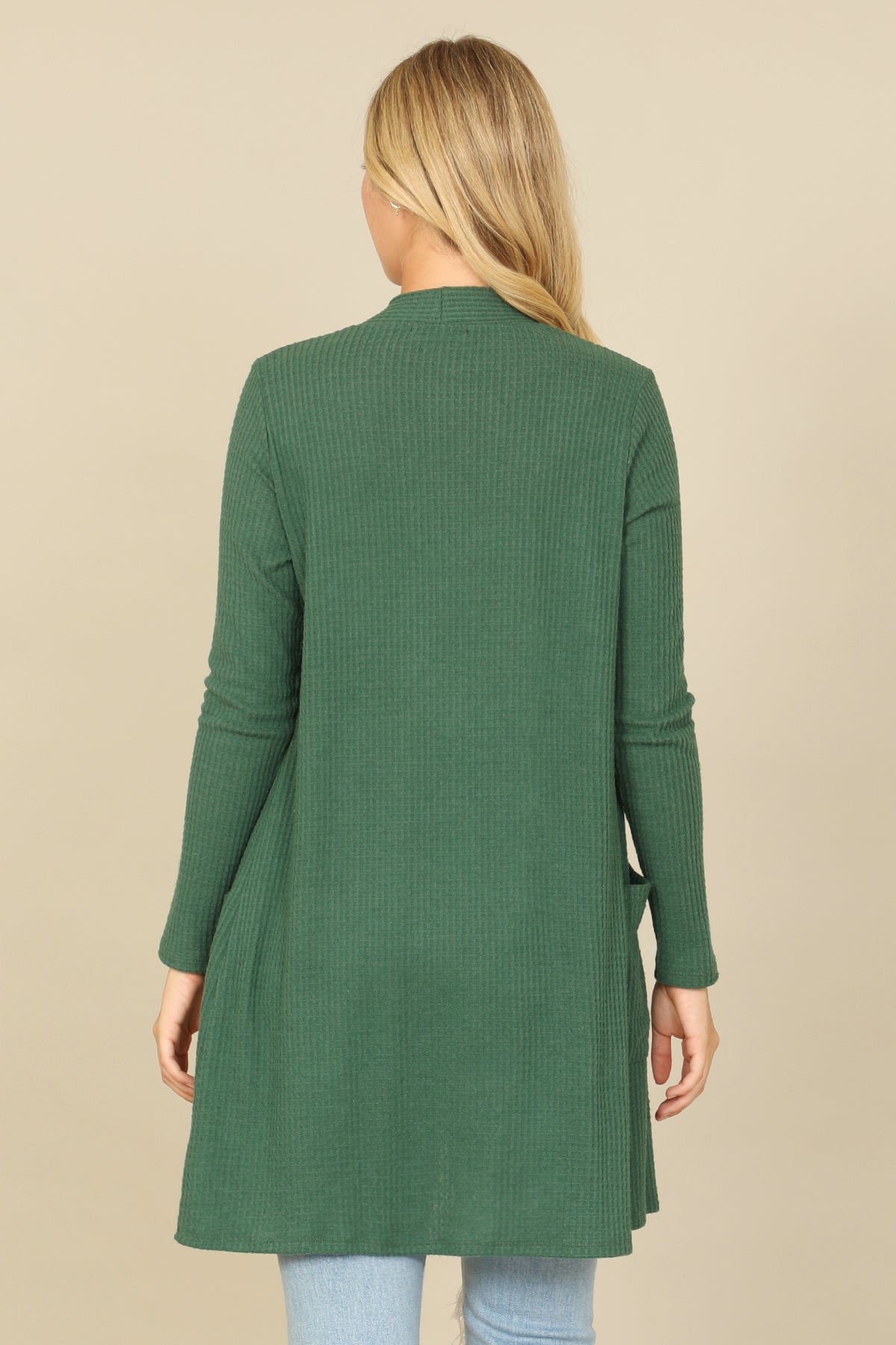 Brushed Waffle Long Sleeve Cardigan