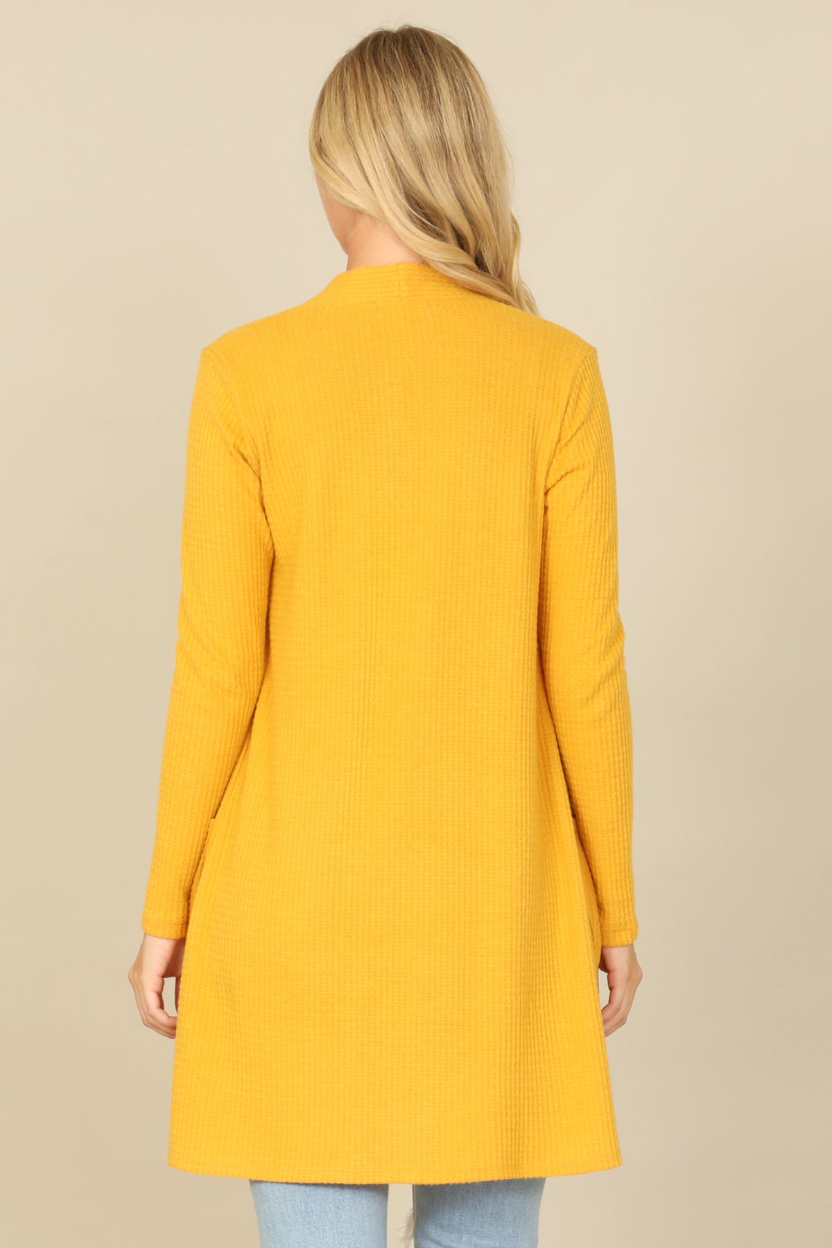 Brushed Waffle Long Sleeve Cardigan