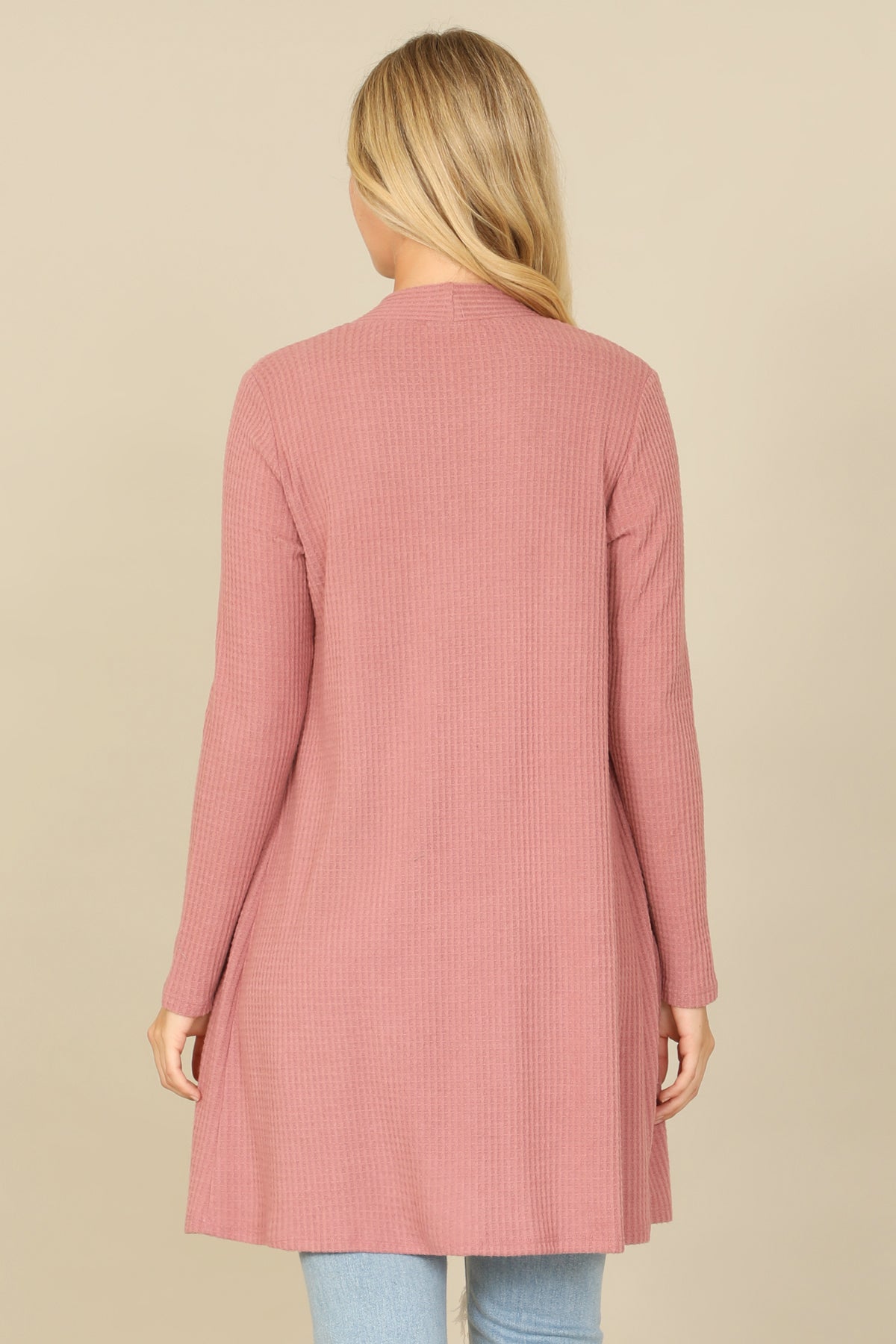 Brushed Waffle Long Sleeve Cardigan