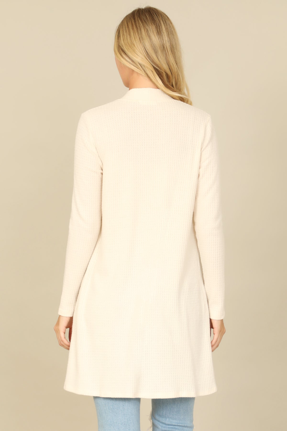 Brushed Waffle Long Sleeve Cardigan