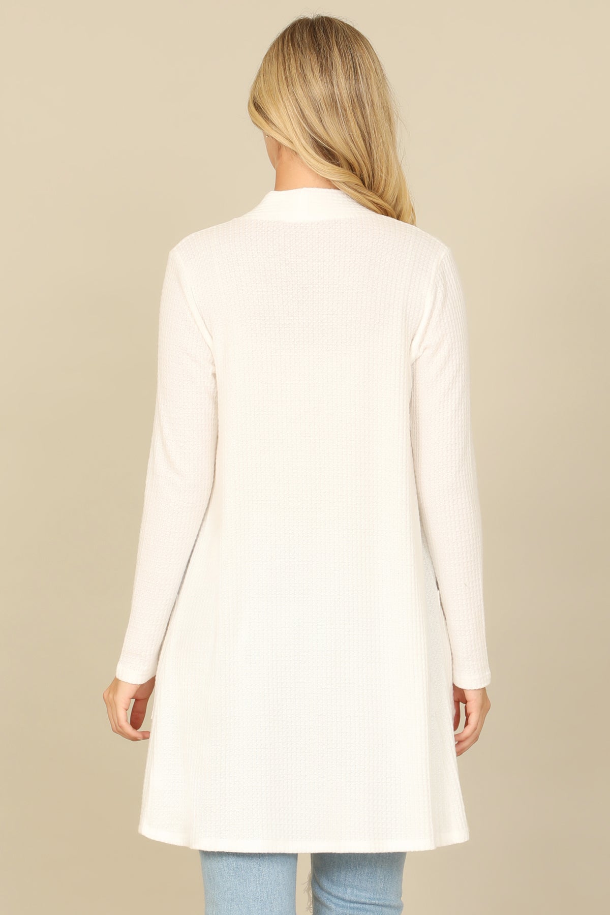 Brushed Waffle Long Sleeve Cardigan