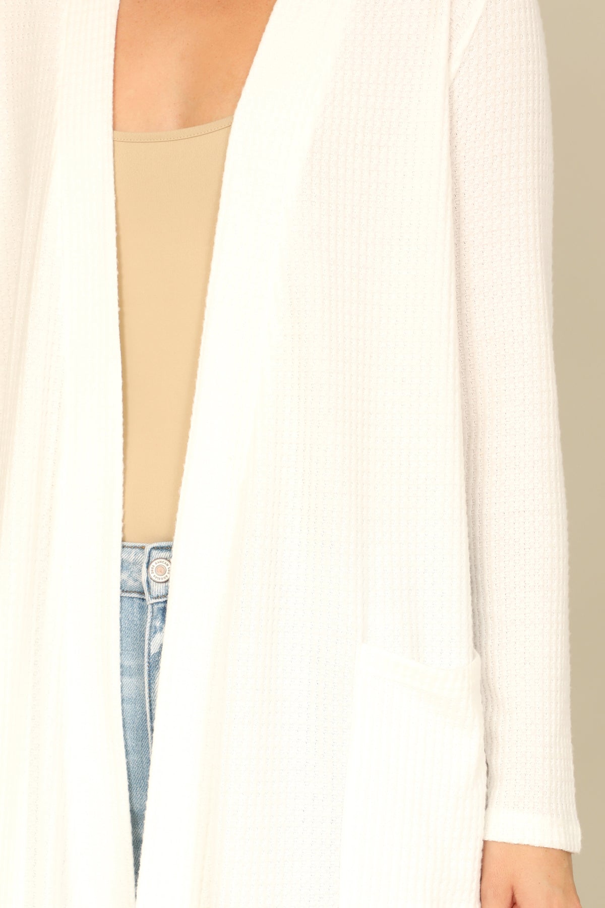 Brushed Waffle Long Sleeve Cardigan