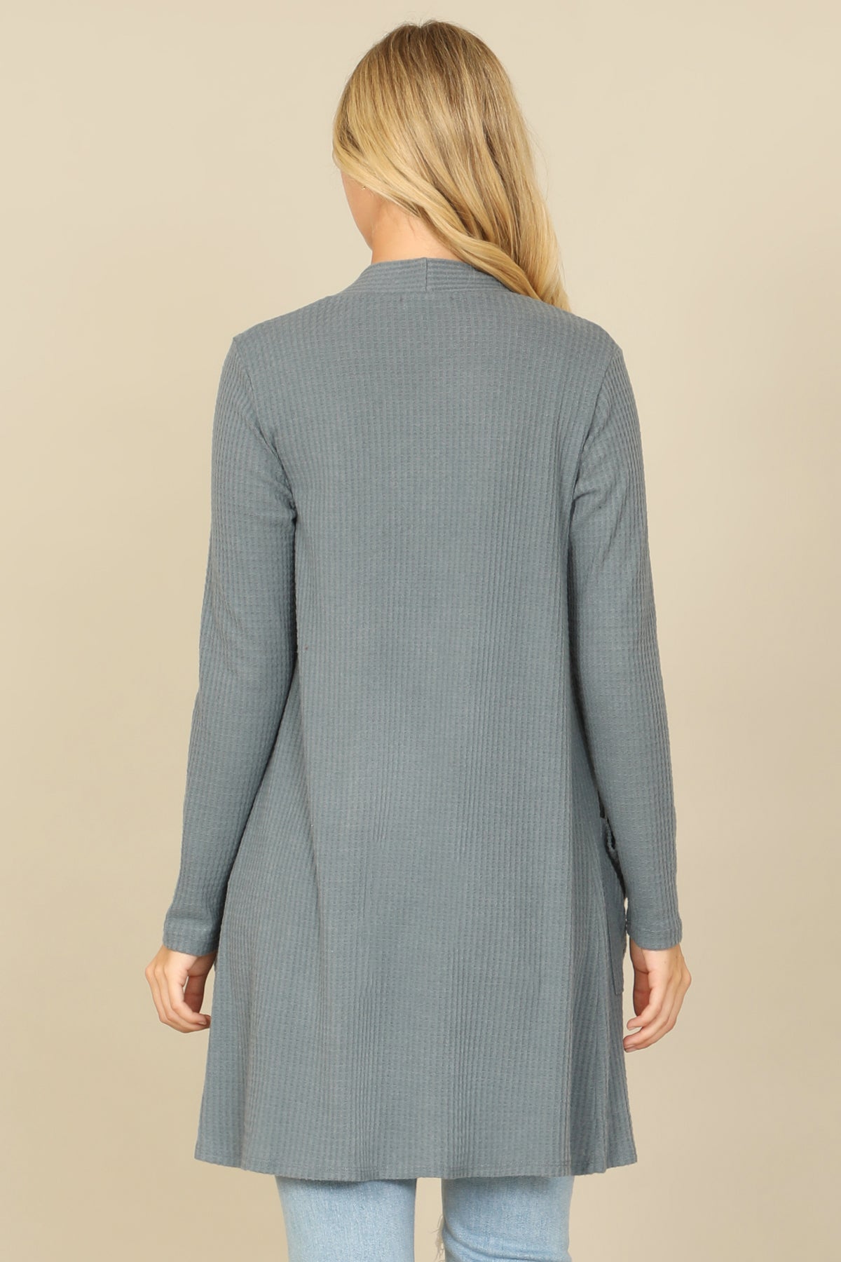Brushed Waffle Long Sleeve Cardigan