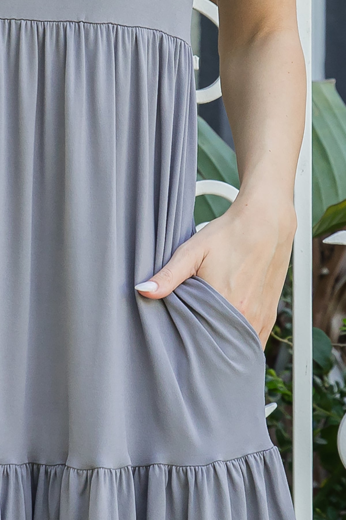 Short Sleeve Tiered Solid Dress