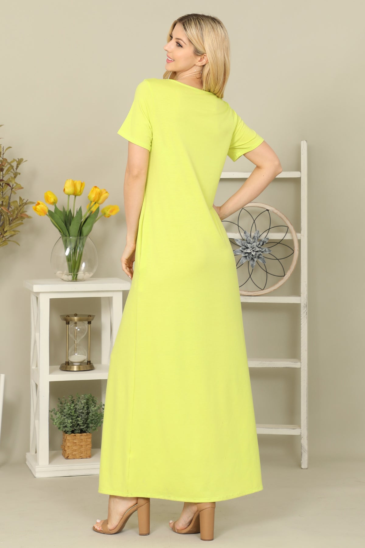 Side Slit Criss Cross Neckline Maxi Dress