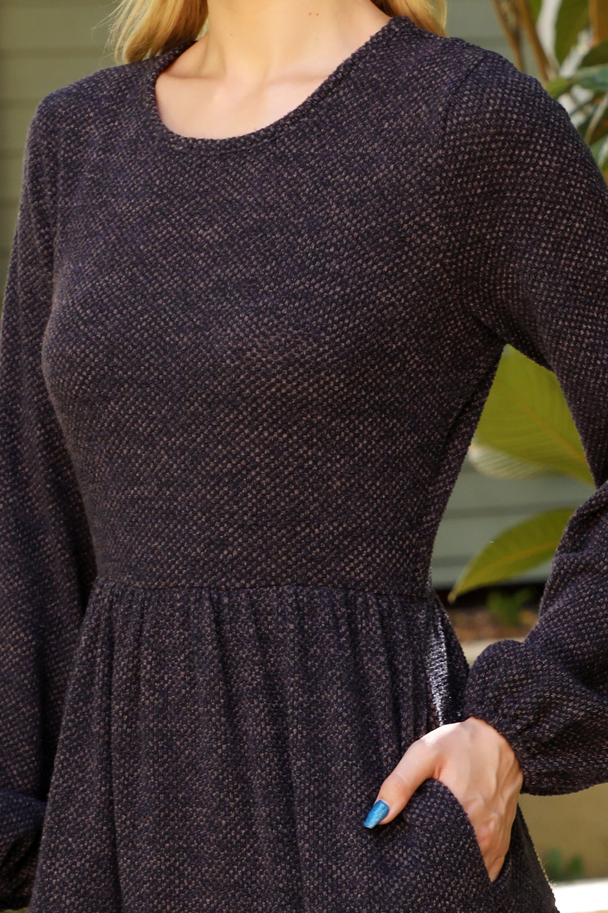 Long Sleeve Tiered Midi Dress with Pockets