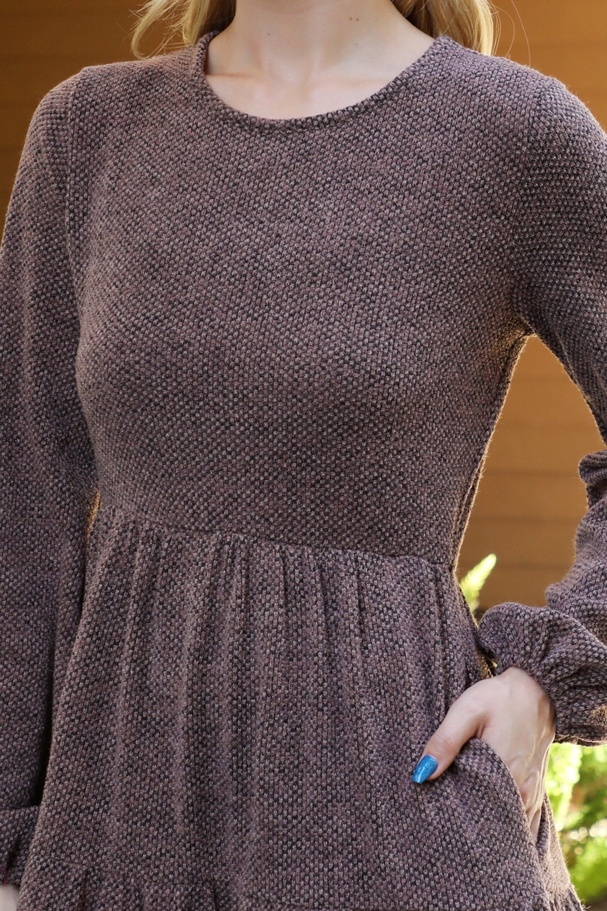Long Sleeve Tiered Midi Dress with Pockets