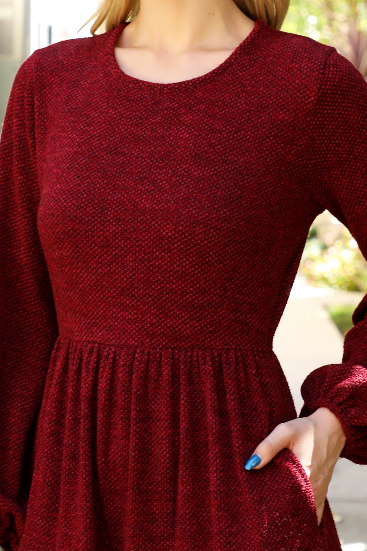 Long Sleeve Tiered Midi Dress with Pockets