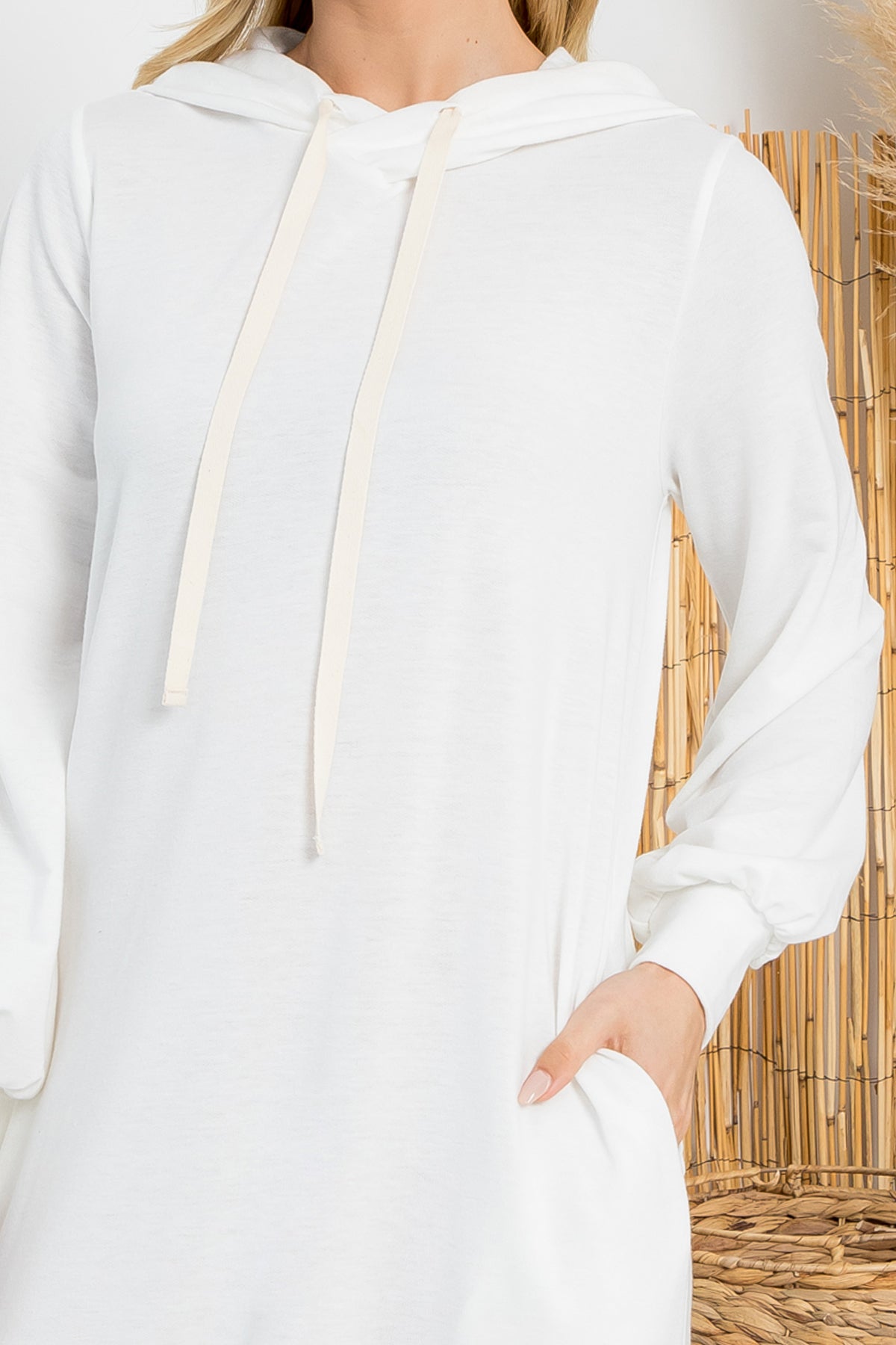 Long Sleeve Drawstring Hooded Mini Dress