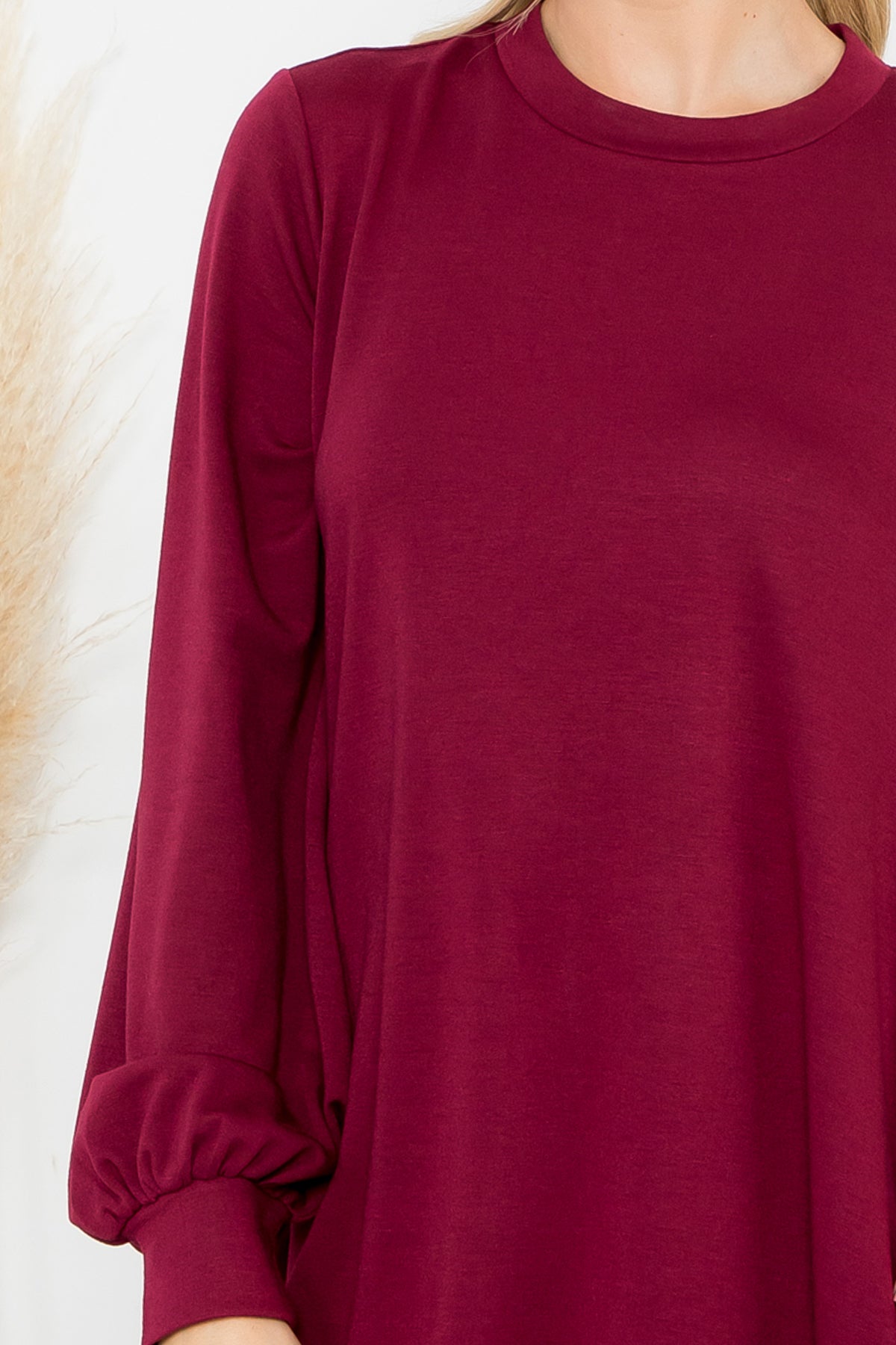 Long Sleeve Crew Neck Mini Dress with Pockets