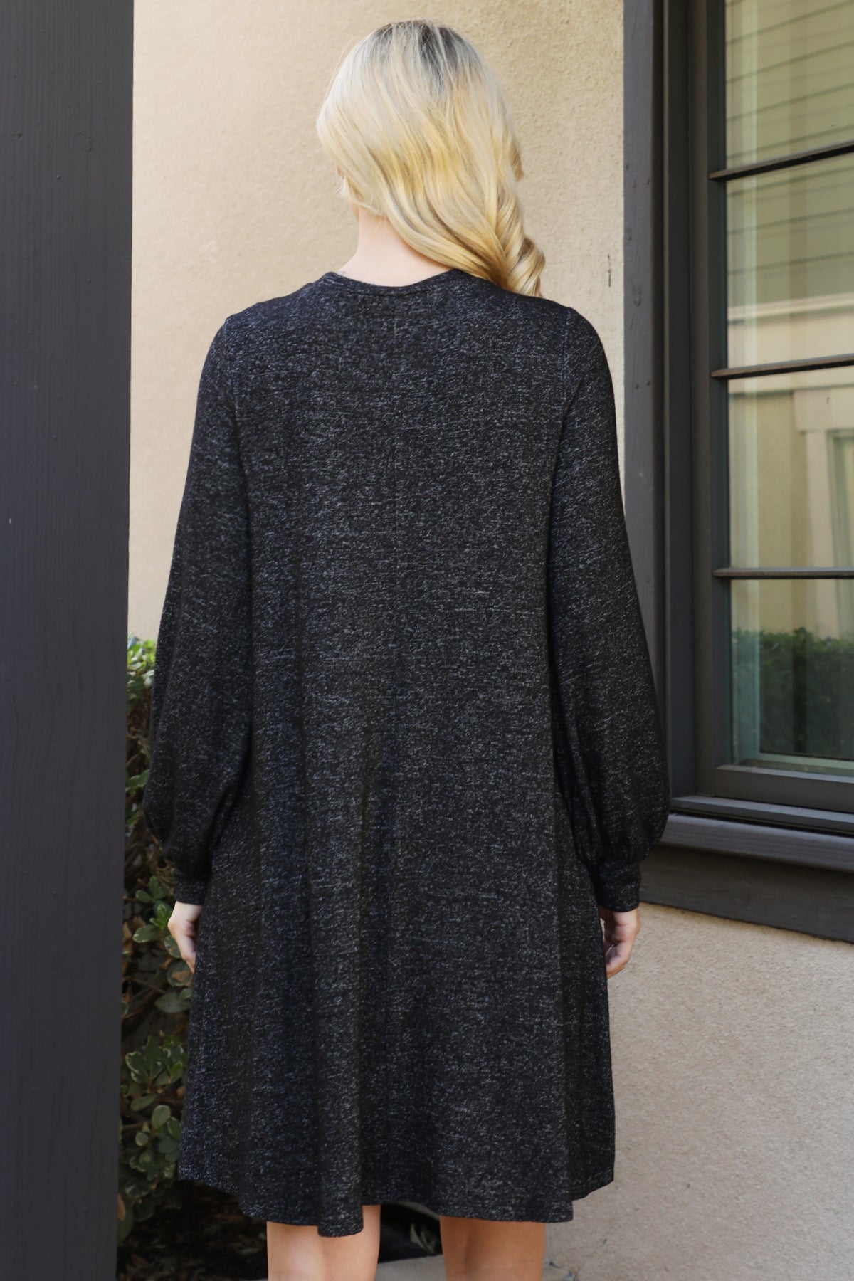 Long Sleeve Crew Neck Mini Swing Dress