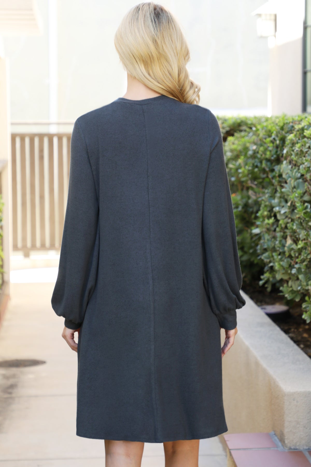 Long Sleeve Crew Neck Mini Swing Dress