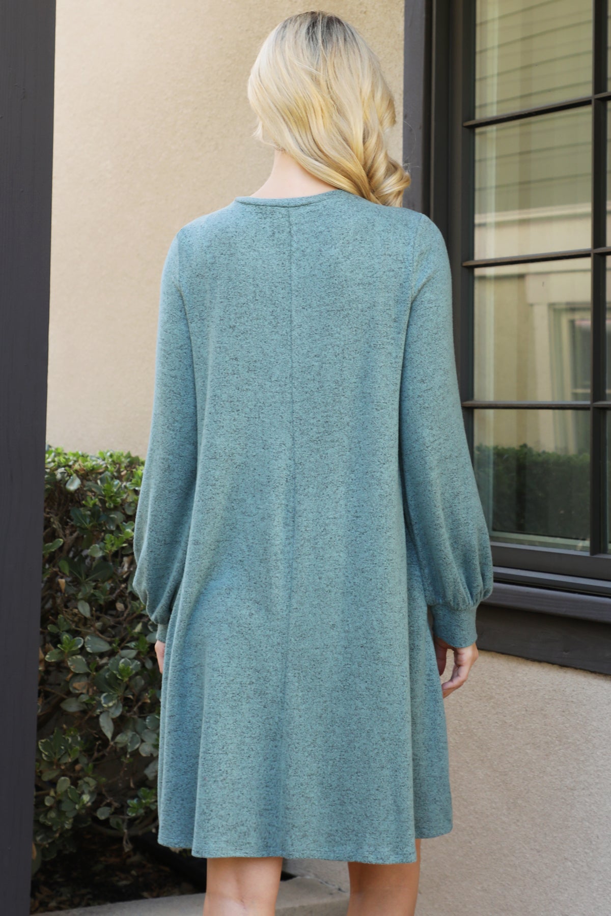 Long Sleeve Crew Neck Mini Swing Dress