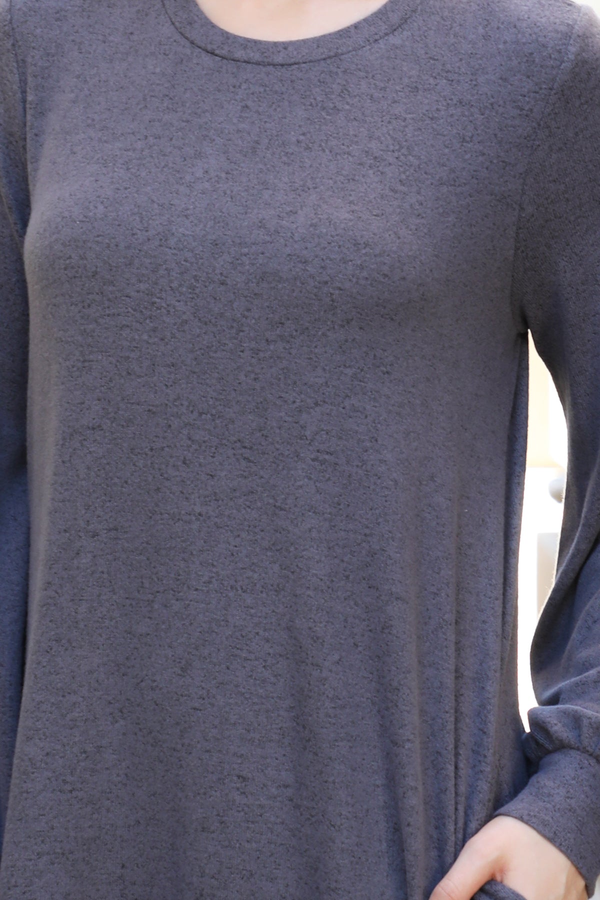 Long Sleeve Crew Neck Mini Swing Dress