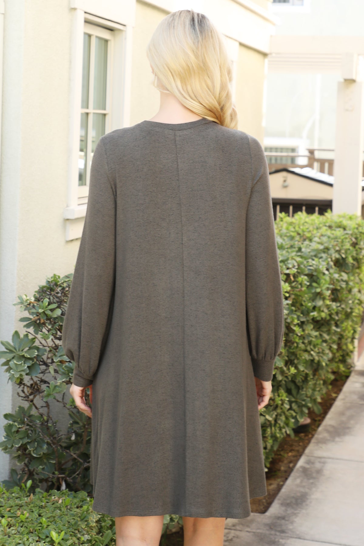 Long Sleeve Crew Neck Mini Swing Dress