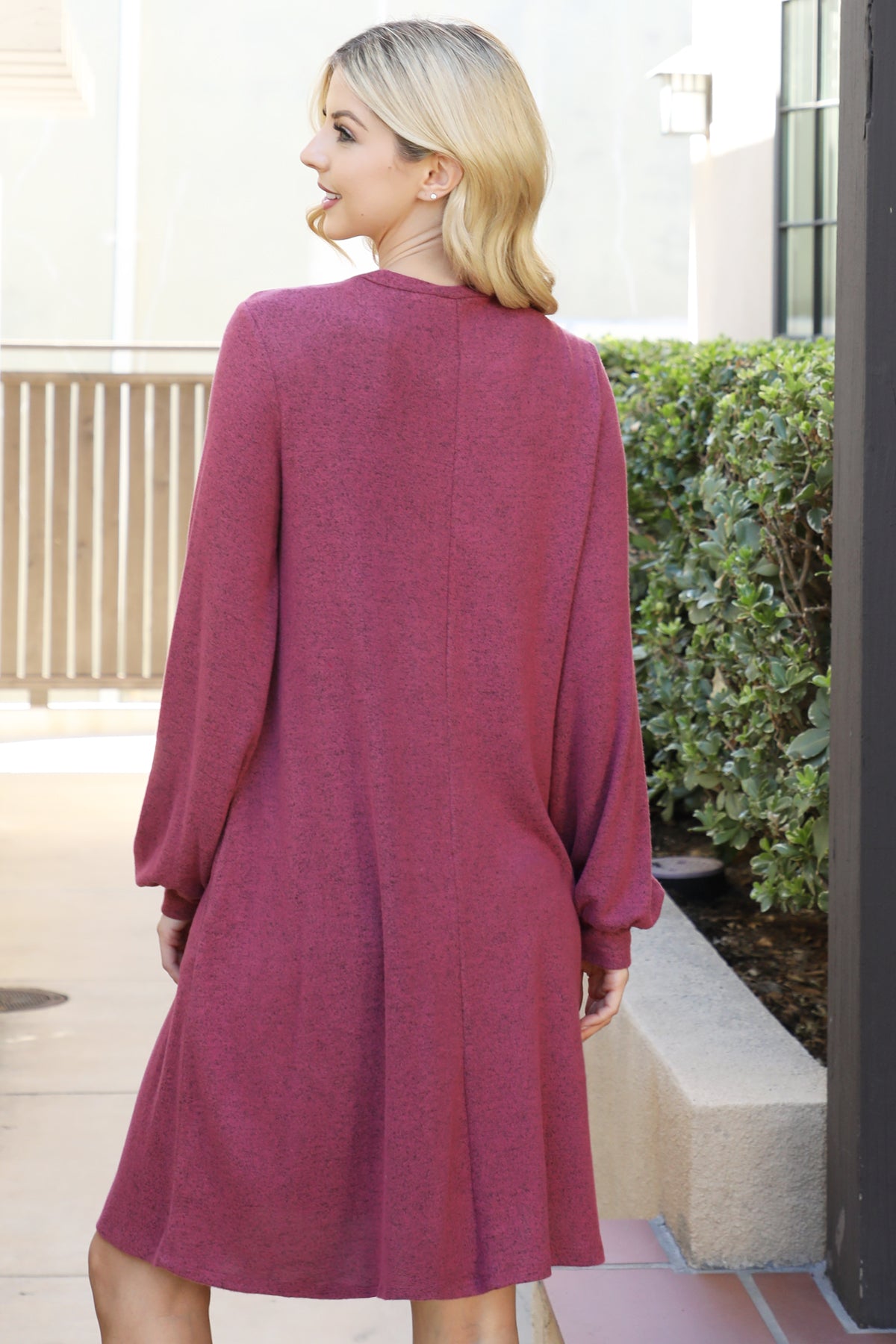 Long Sleeve Crew Neck Mini Swing Dress