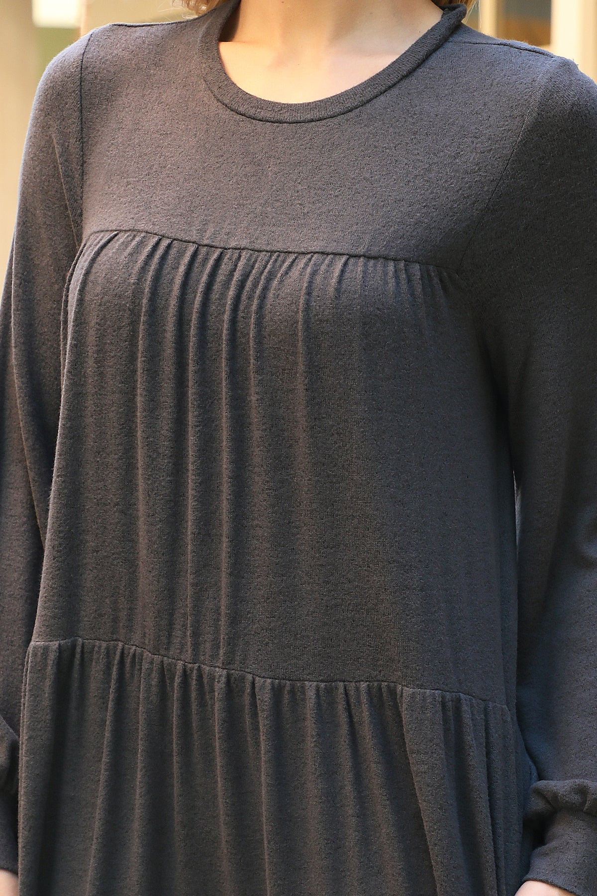 Long Sleeve Tiered Mini Dress with Pockets