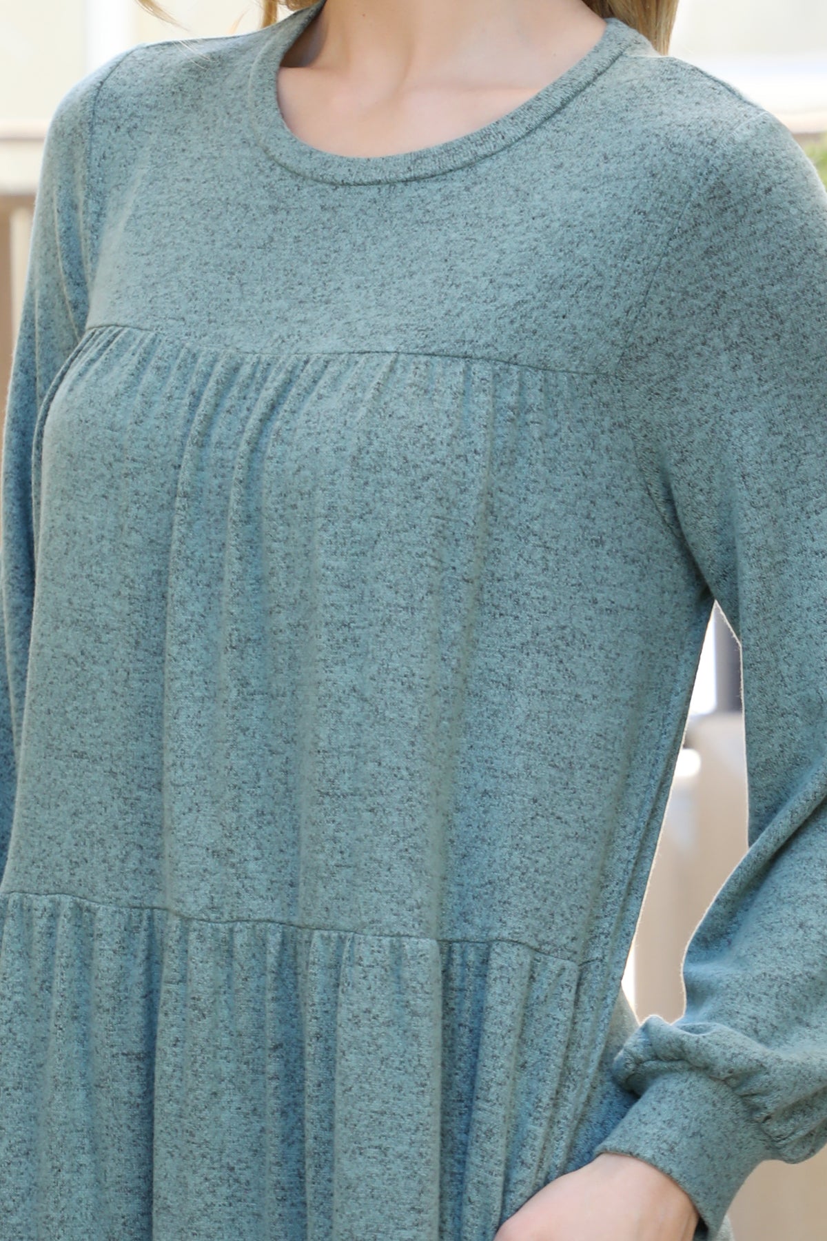 Long Sleeve Tiered Mini Dress with Pockets