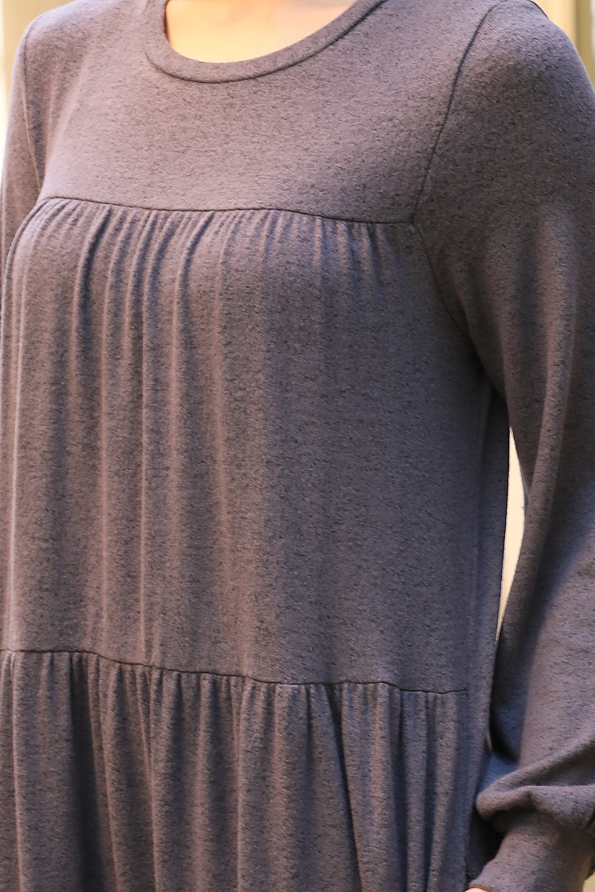 Long Sleeve Tiered Mini Dress with Pockets