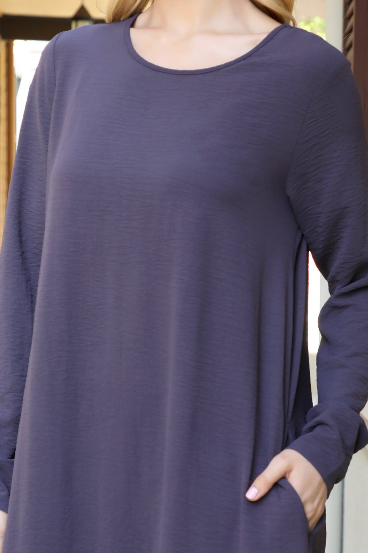 Long Sleeve Ruffle Hem Swing Dress